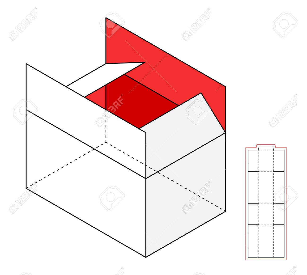 simple open cardboard vector box template cut out royalty free