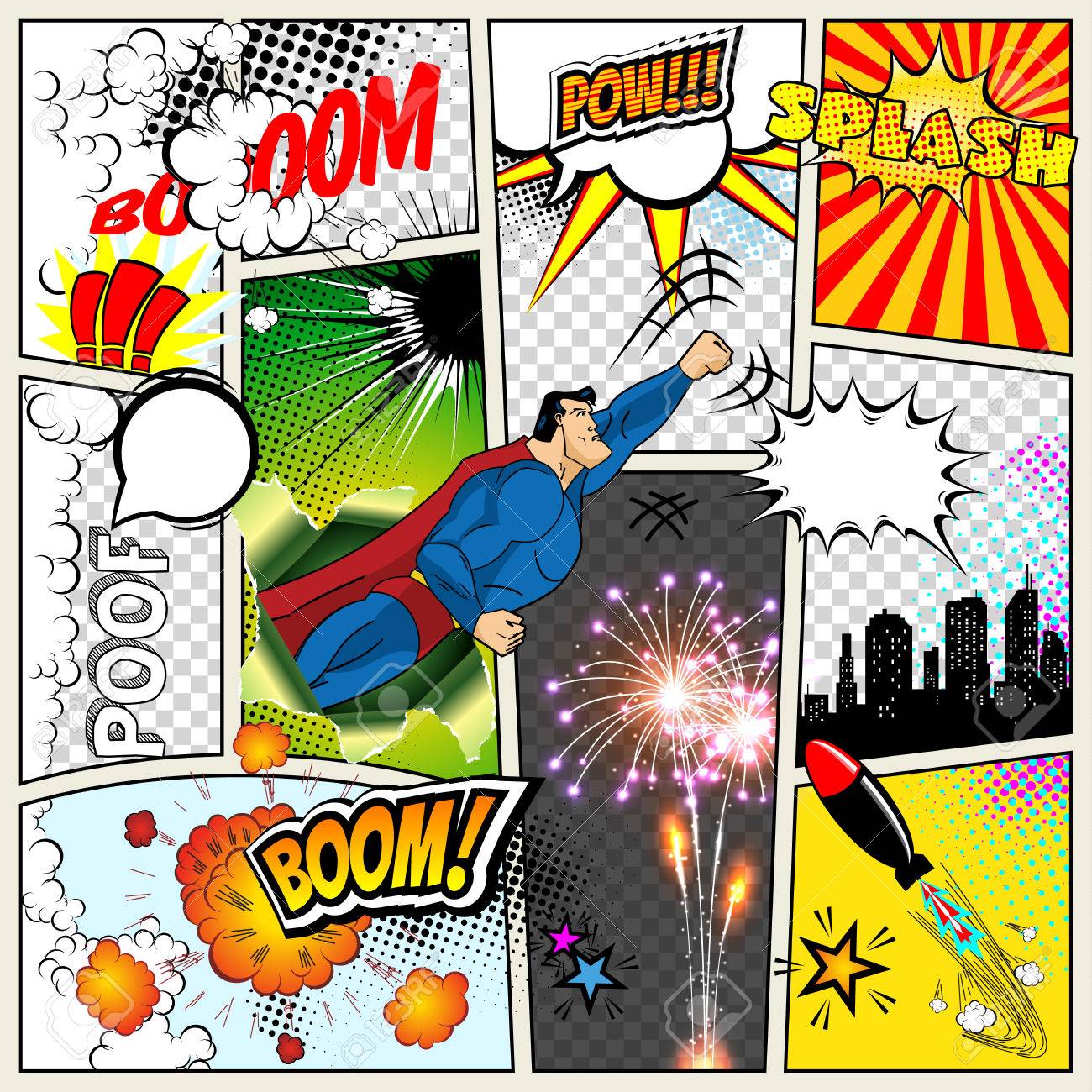 mock up of a typical comic book page vector comics pop art comic book layout