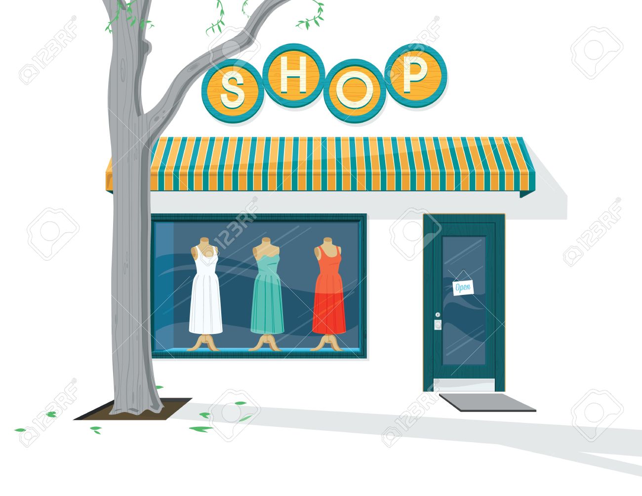 shop exterior illustration of