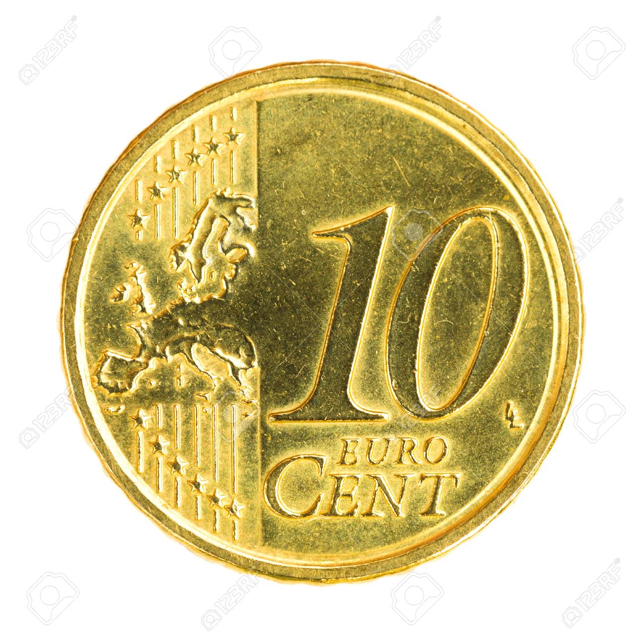 白い背景に分離された 10 セント ユーロ硬貨 の写真素材 画像素材 Image