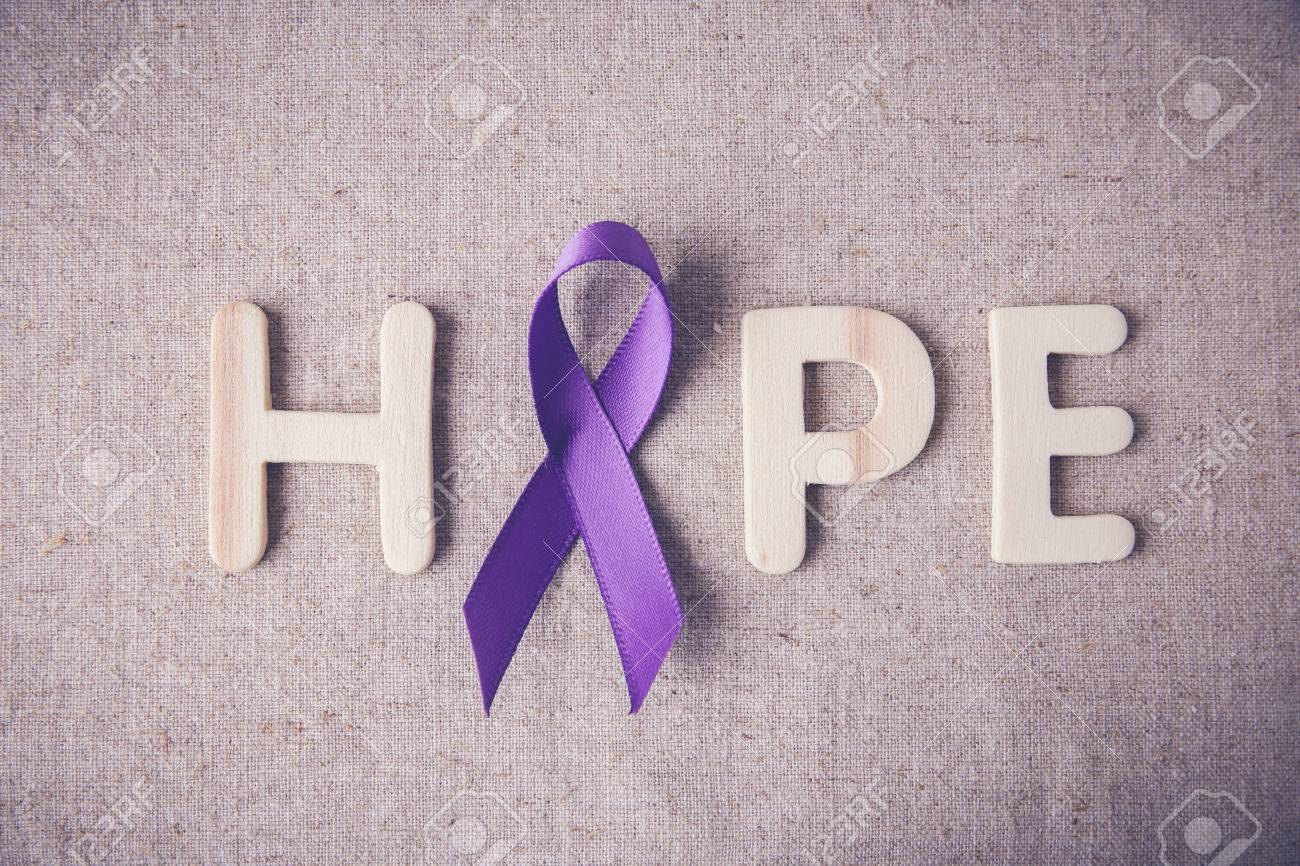purple ribbon with hope wooden letter toning alzheimers disease purple riboon