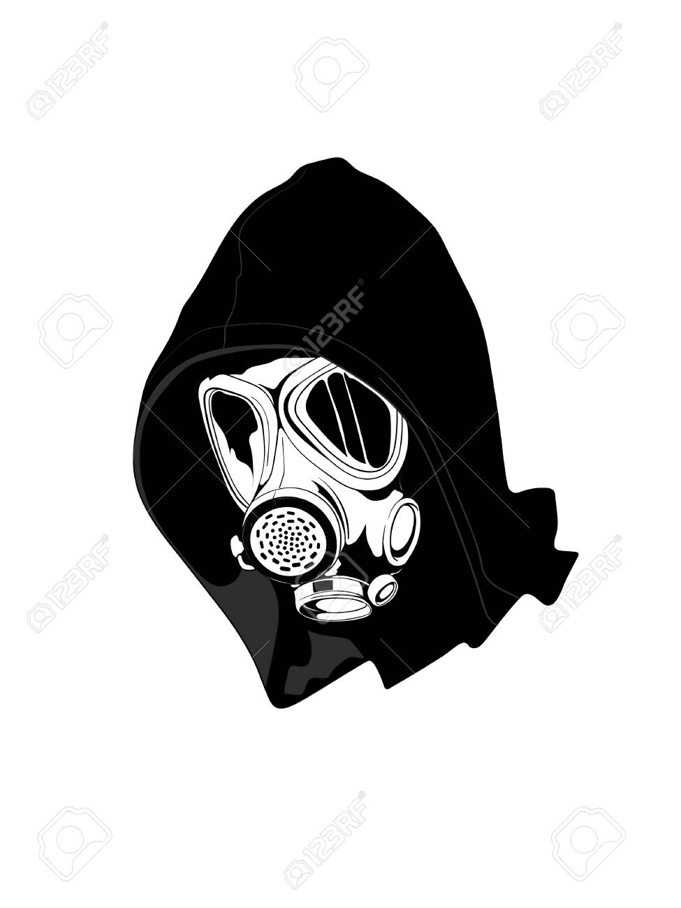 Graffiti Artist With Mask Black And White Version Royalty Free Cliparts Vectors And Stock Illustration Image
