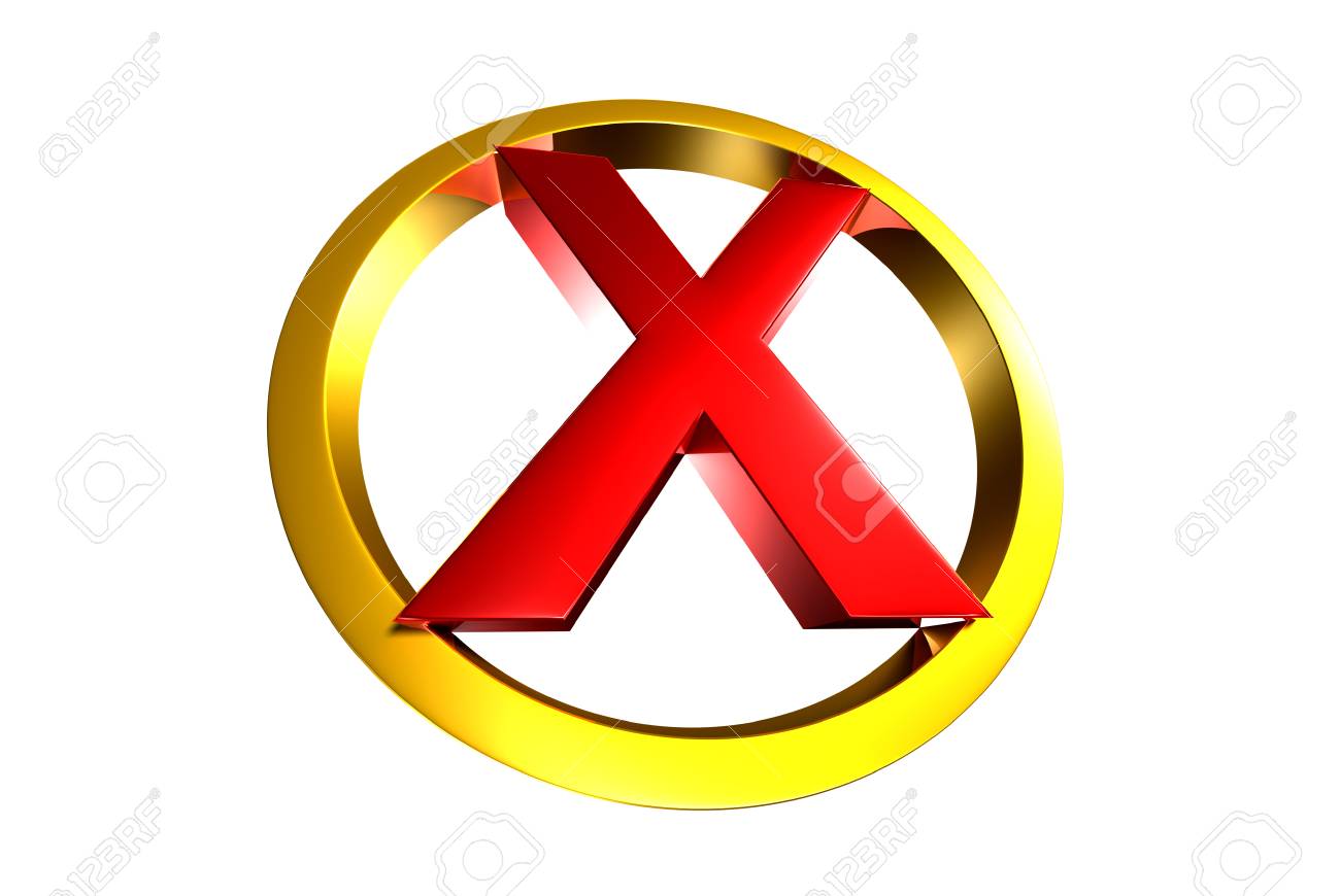 X Red Circle Around X 3d White Background Stock Photo Picture