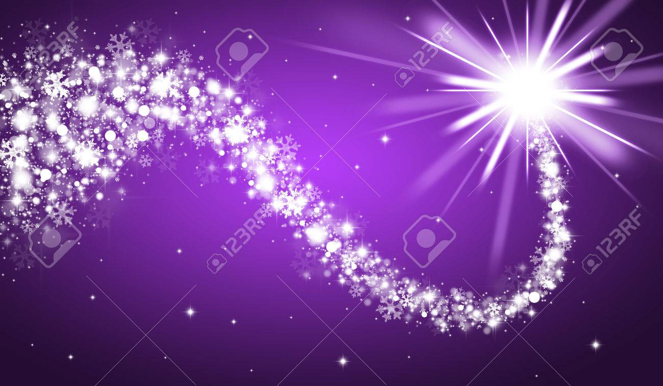 purple christmas background with shooting star stock photo picture