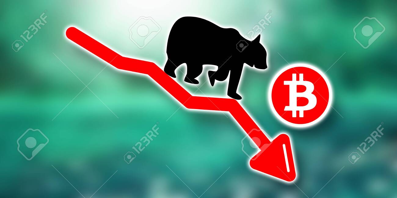 Illustration Of A Bitcoin Bearish Trend Concept Stock Photo, Picture and  Royalty Free Image. Image 129164056.