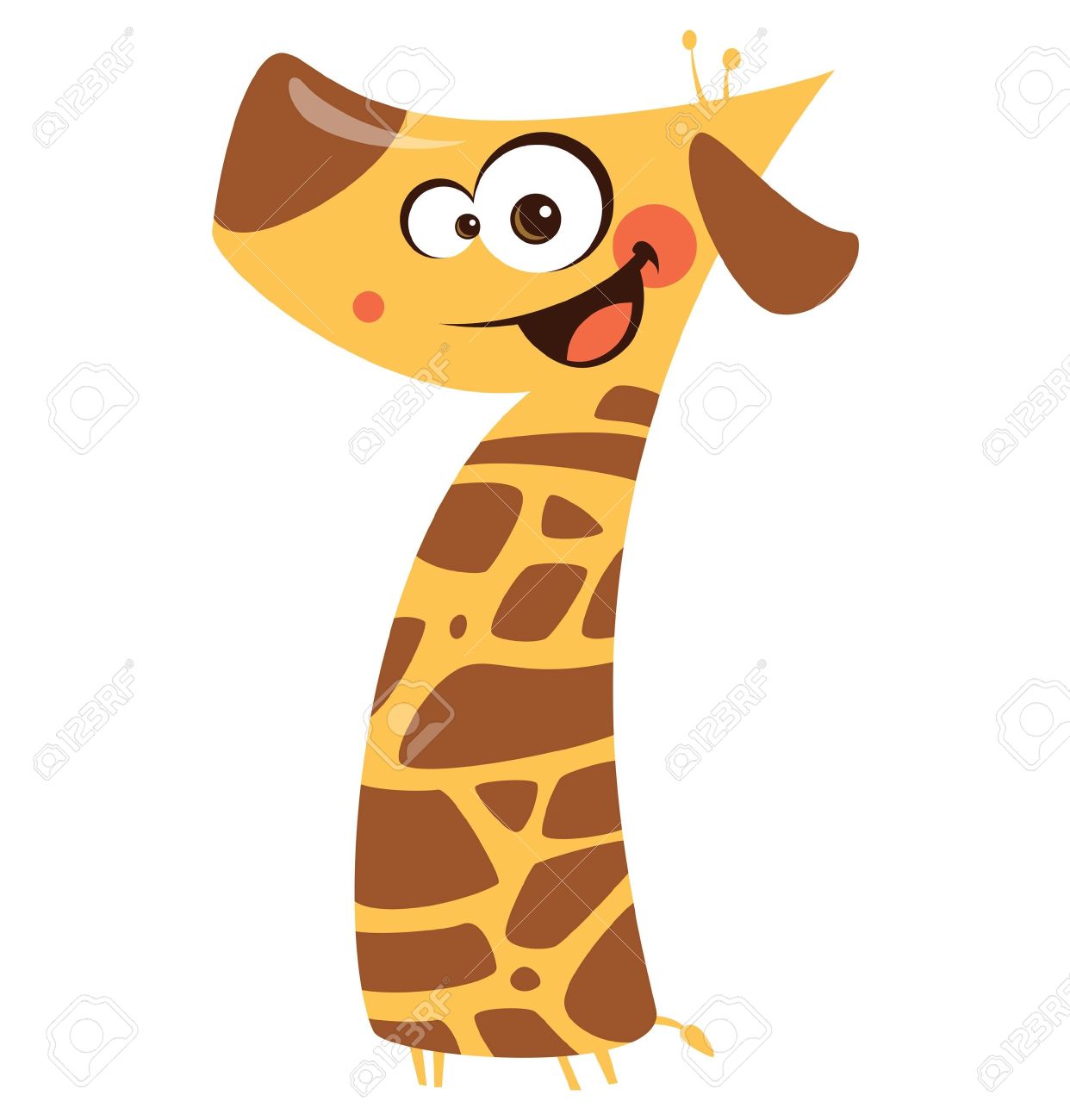 7 番面白い漫画の黄色とオレンジ色のキリン のイラスト素材 ベクタ Image