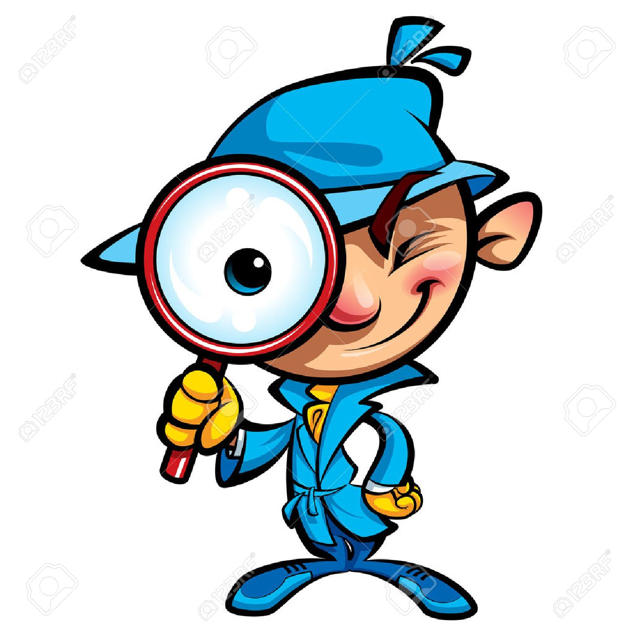 Cartoon Smart Detective In Investigation With Blue Coat Looking Royalty Free Cliparts Vectors And Stock Illustration Image 27565863