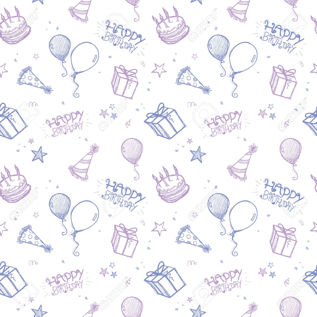 A Seamless Hand Drawn Vector Background - Birthday Theme Royalty Free SVG,  Cliparts, Vectors, And Stock Illustration. Image 5342044.