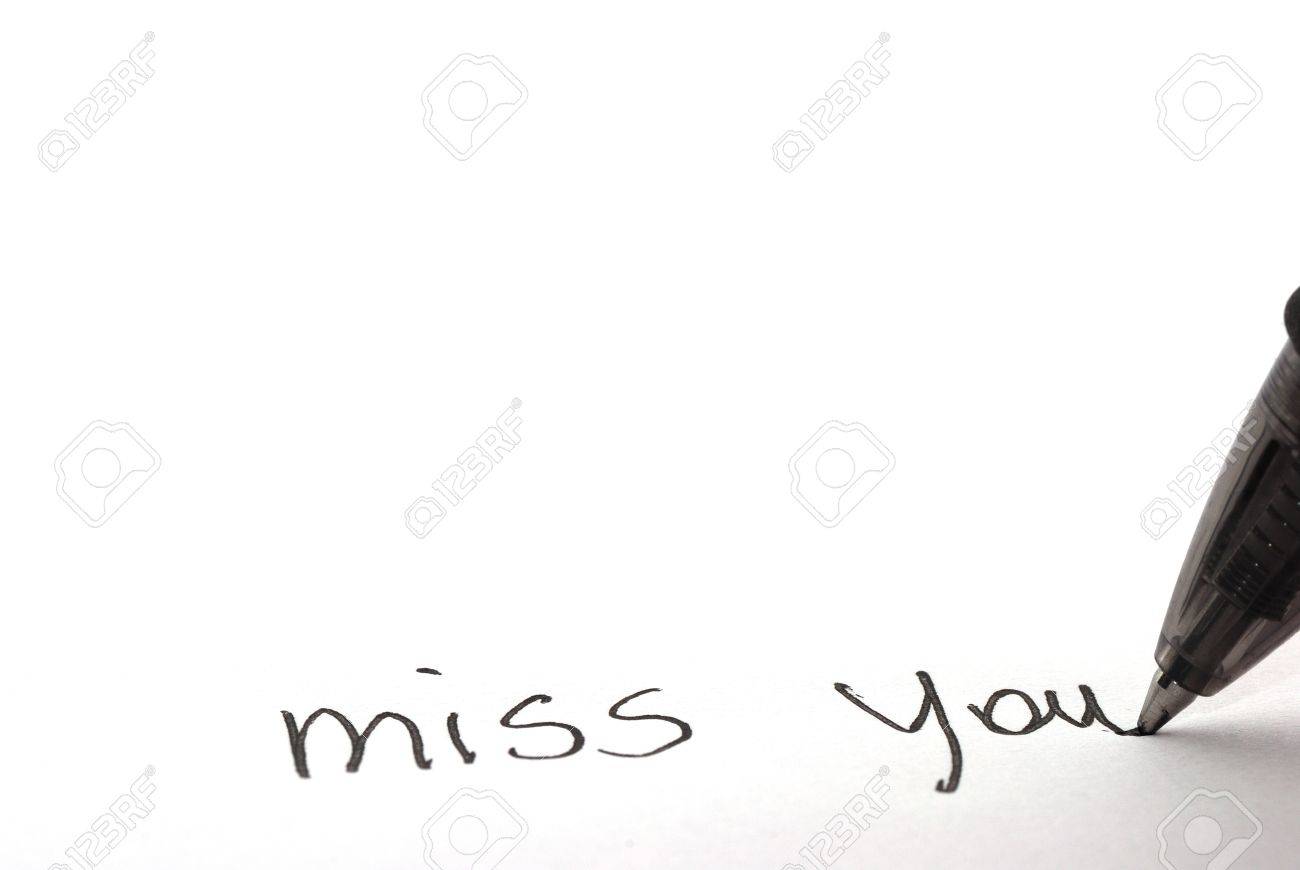 miss you written on a white paper letter stock photo picture and i miss you letter