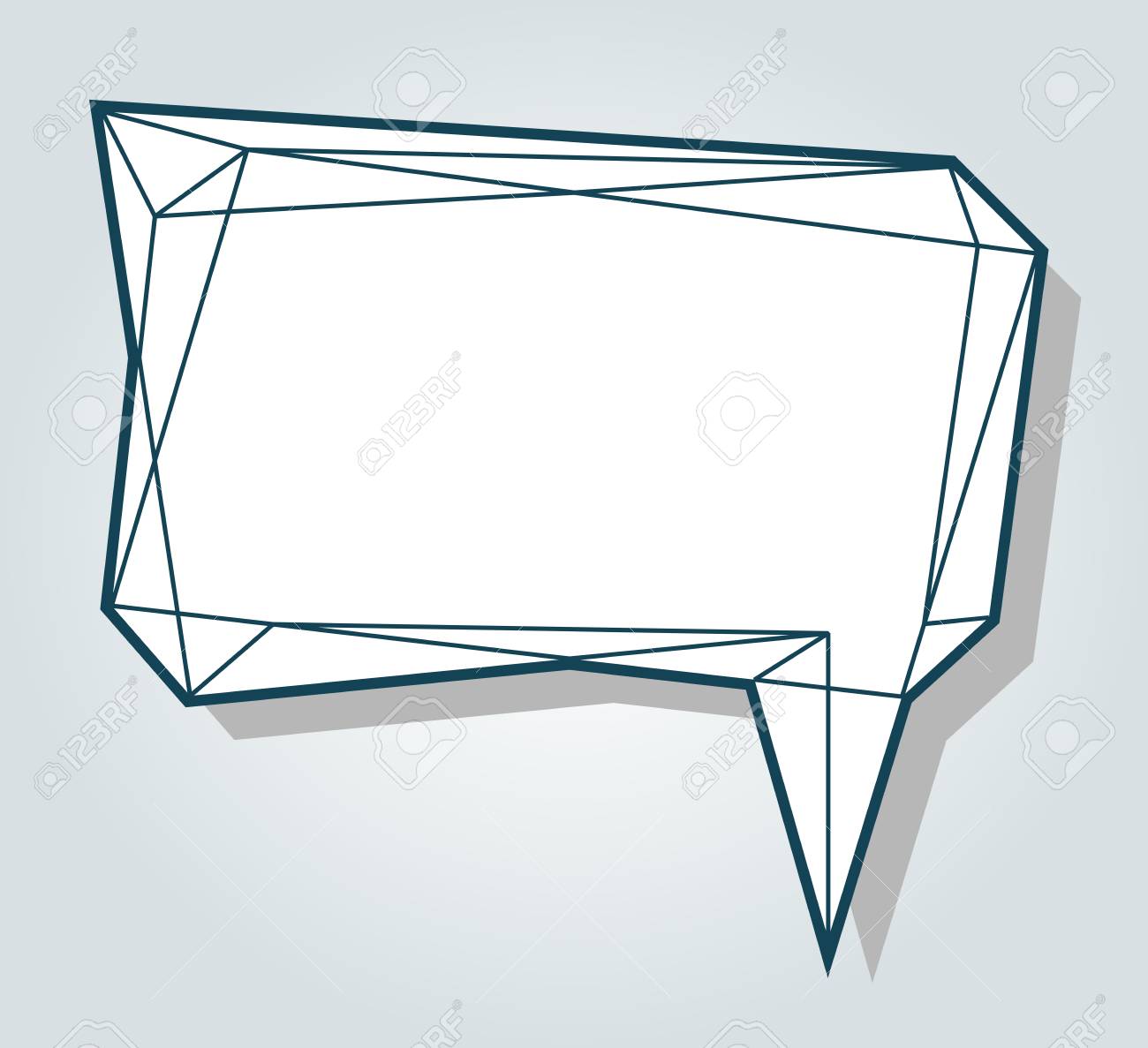 low polygon vector blue speech talk balloon diamond shape template