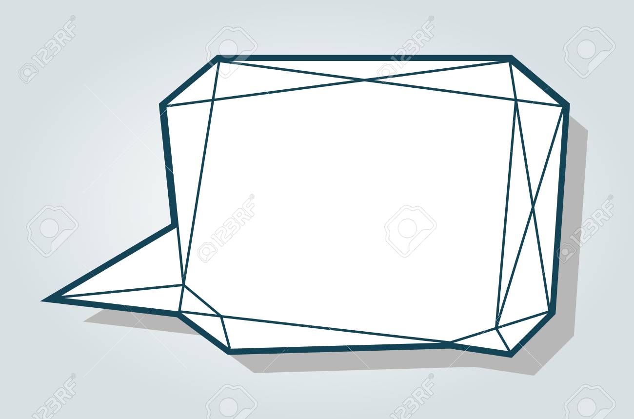 low polygon vector blue speech talk balloon diamond shape template