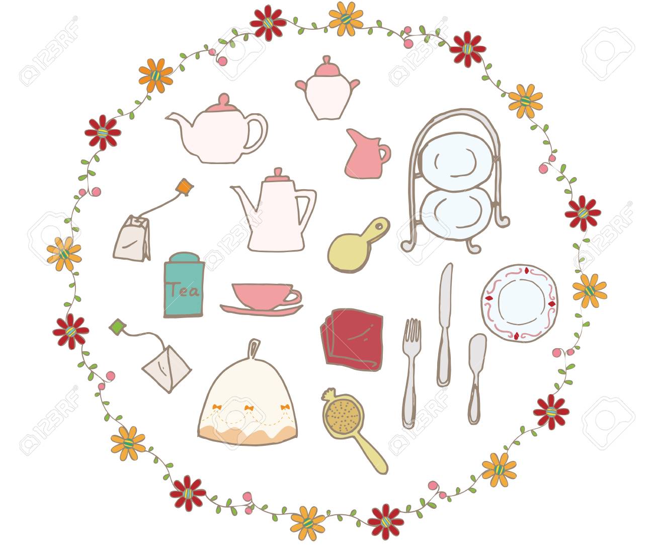 ティータイム セット のイラスト素材 ベクタ Image