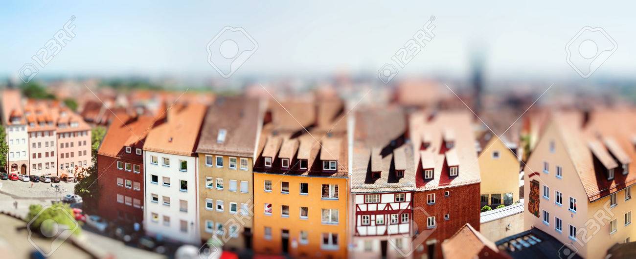 ニュルンベルク バイエルン ドイツのパノラマ景観は ミニチュア チルトシフト レンズの効果 の写真素材 画像素材 Image