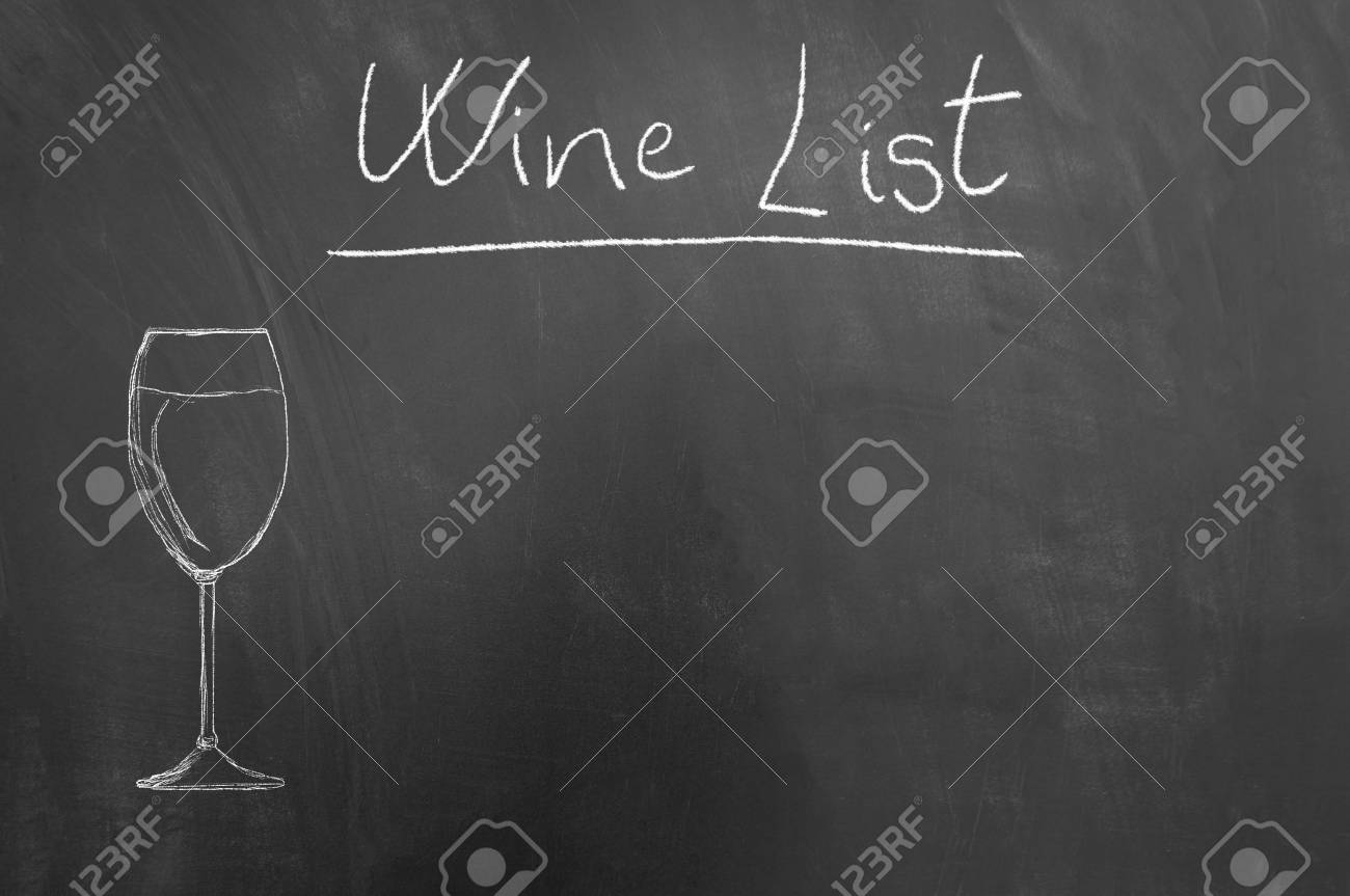 wine list chalk text glass drawing on blackboard or chalkboard chalk board menu board