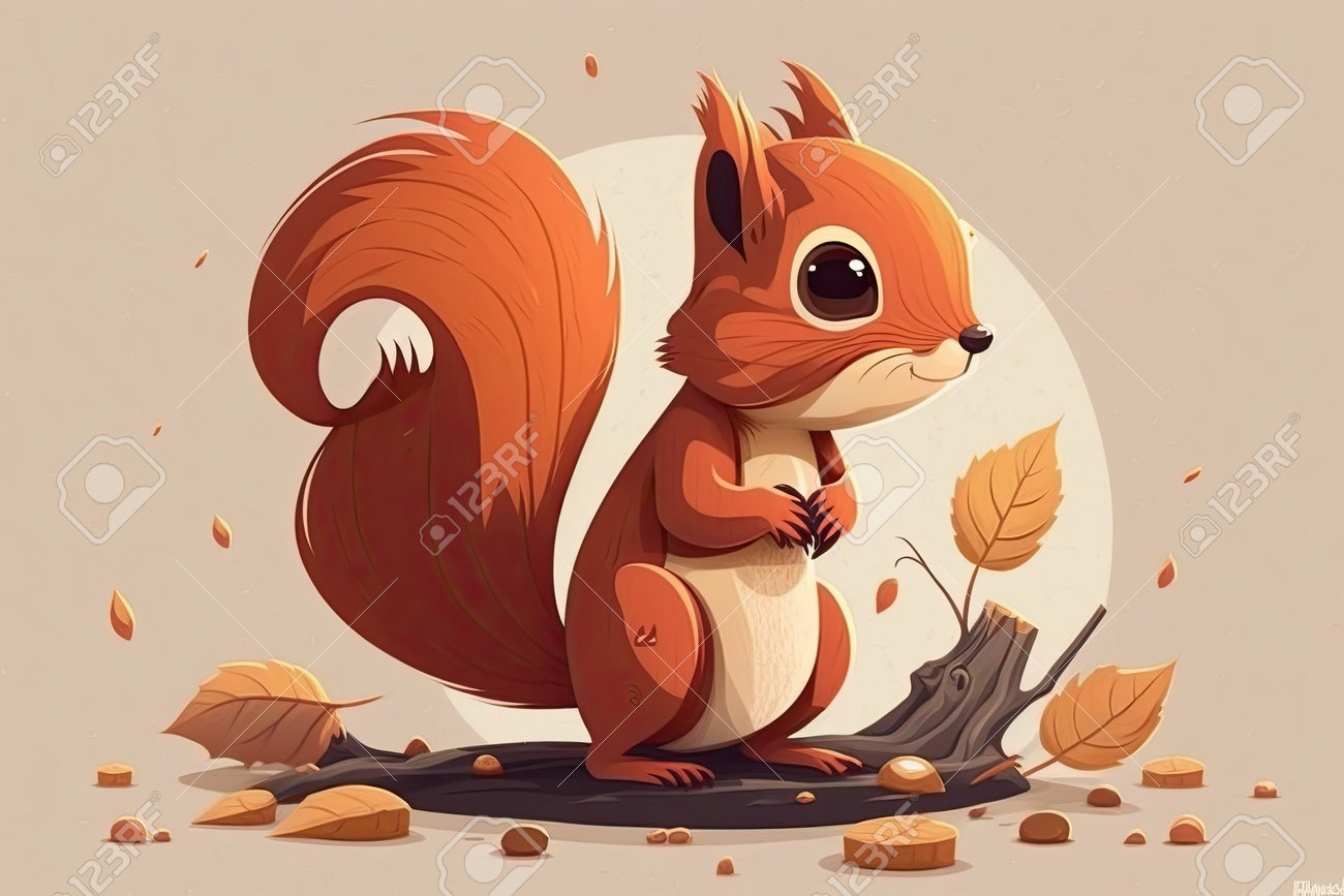 Cute Squirrel Illustration. A Charming Squirrel Animation Фотография,  картинки, изображения и сток-фотография без роялти. Image 200270377
