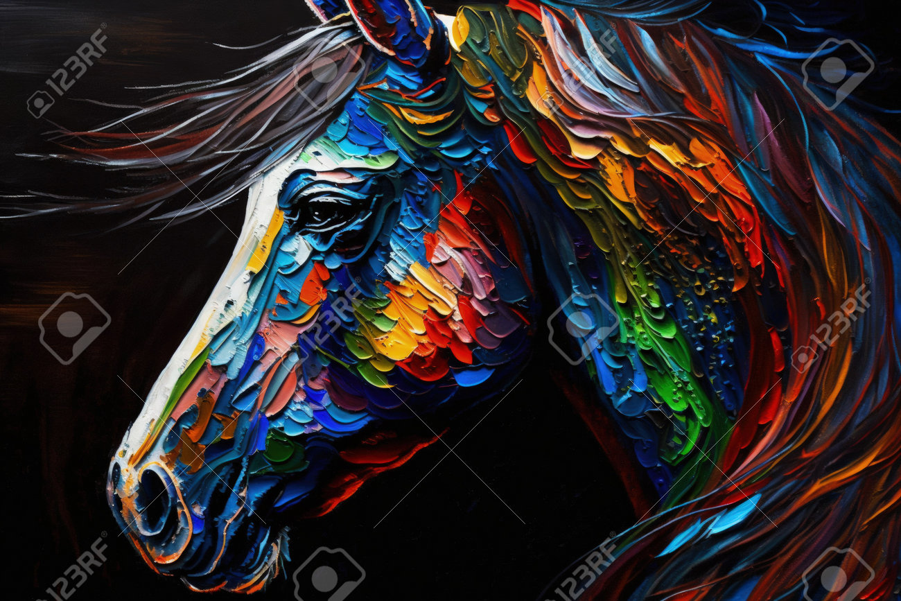 HORSE 油絵アート 馬の絵🎨製作中🌹アクリル8号 アクリル絵の具で 下書き いい