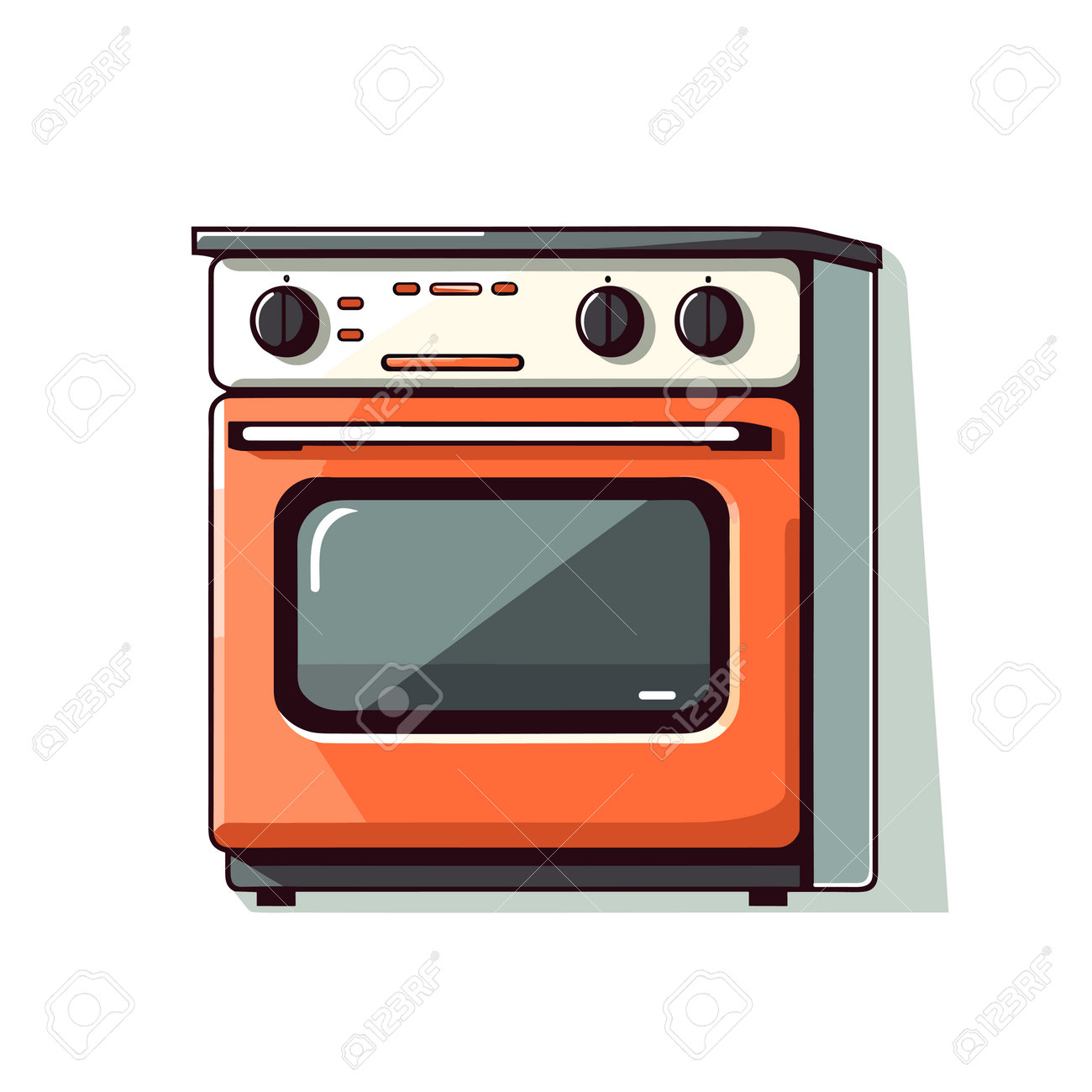 Vector Of An Orange Oven With Two Burners On Top Of It Royalty Free SVG,  Cliparts, Vectors, and Stock Illustration. Image 209594005., image size:1300x1300