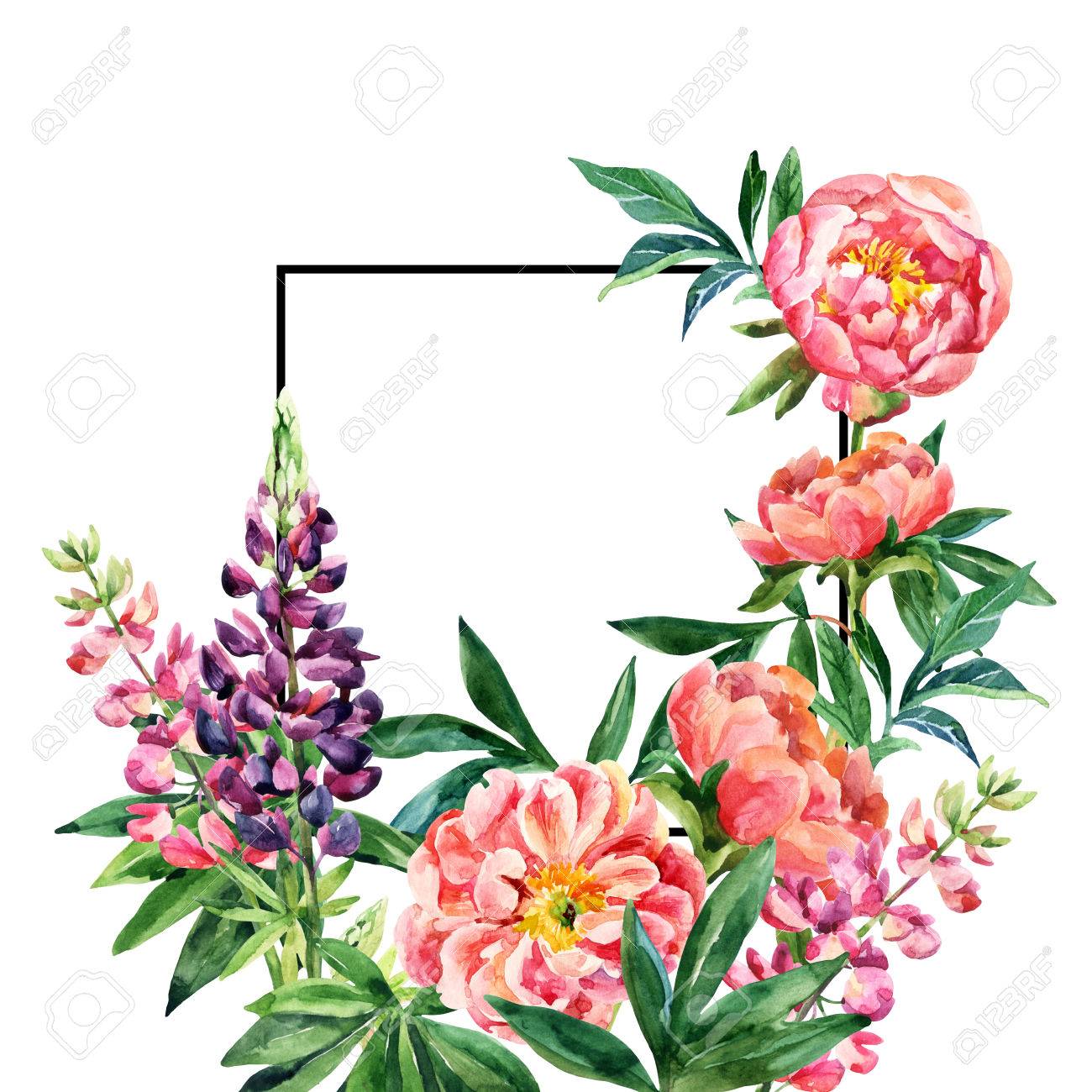 watercolor garden flowers card