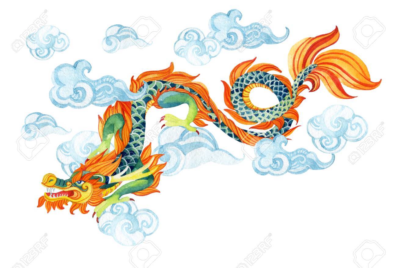Chinese Dragon. Traditional Symbol Of Dragon. Watercolor Hand Painted Illustration. Stock Photo, Picture And Royalty Free Image. Image 84927573.