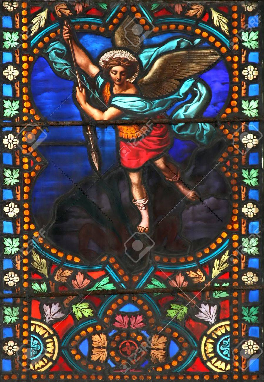 橋の上の天使 ヴィンテージ ステンドグラス 橋の上の天使 ヴィンテージ