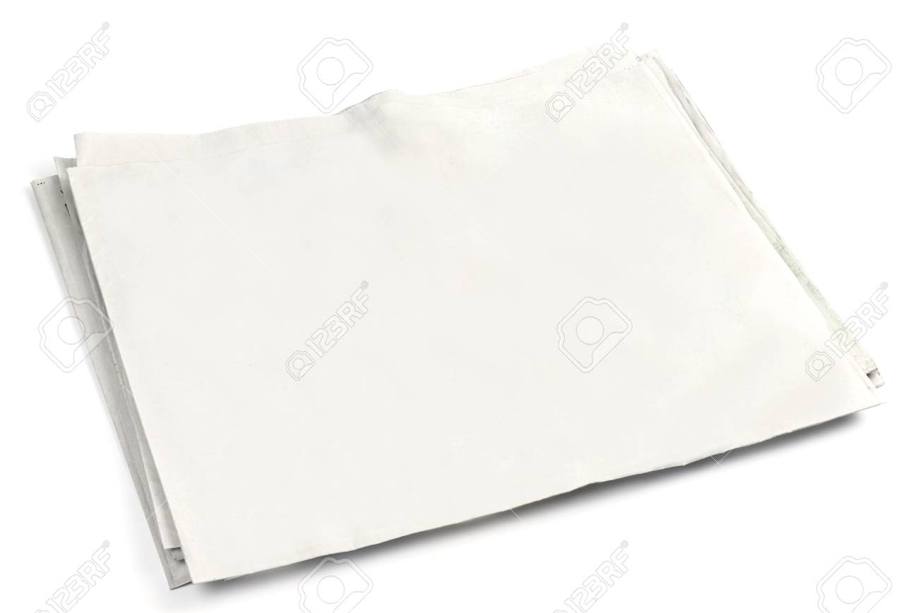 Blank Newspaper Front Page With Copyspace On White Background Stock Photo Blank Newspaper Front Page With Copyspace On White Background Stock Photo