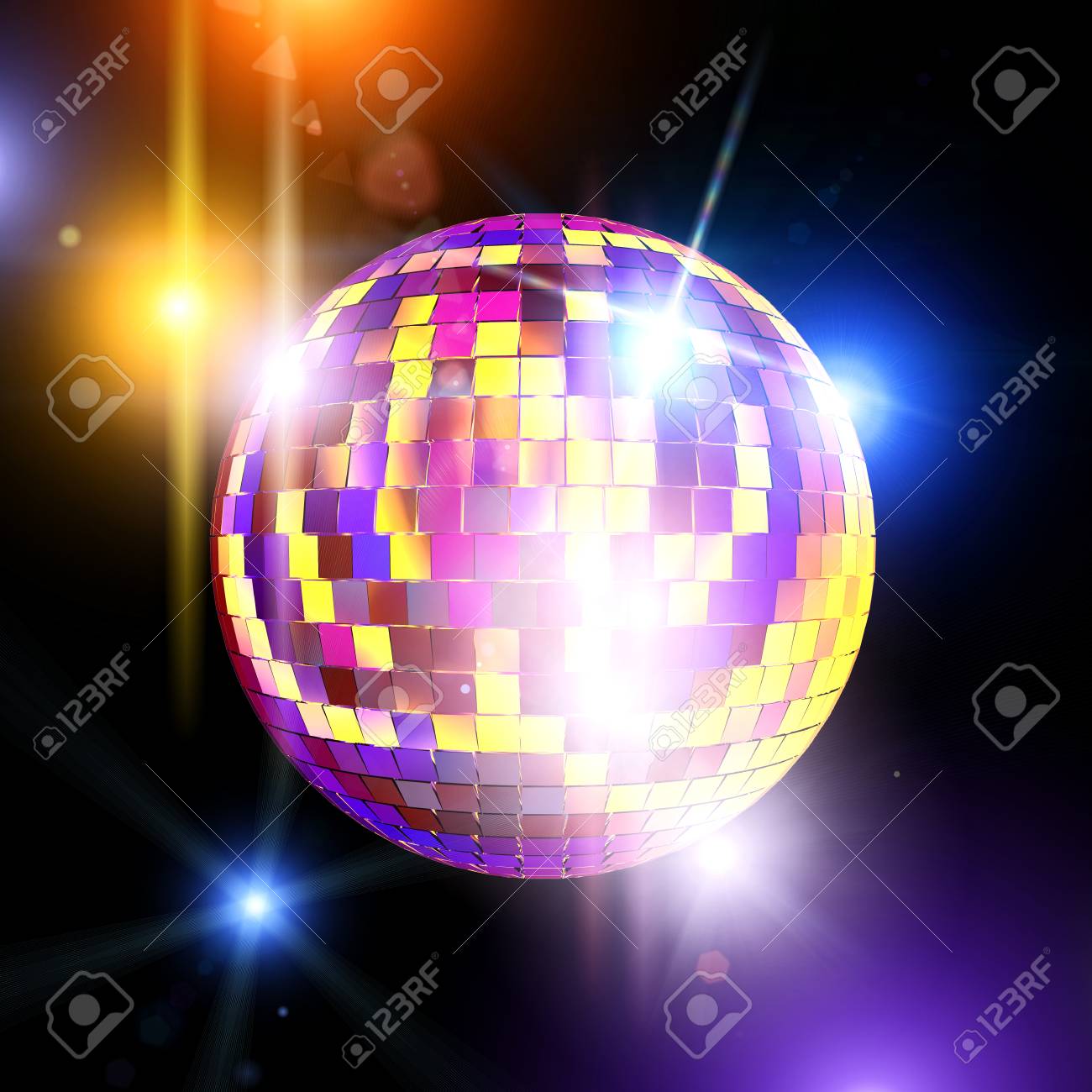 mirror ball and disco lights 3d rendering image stock photo picture