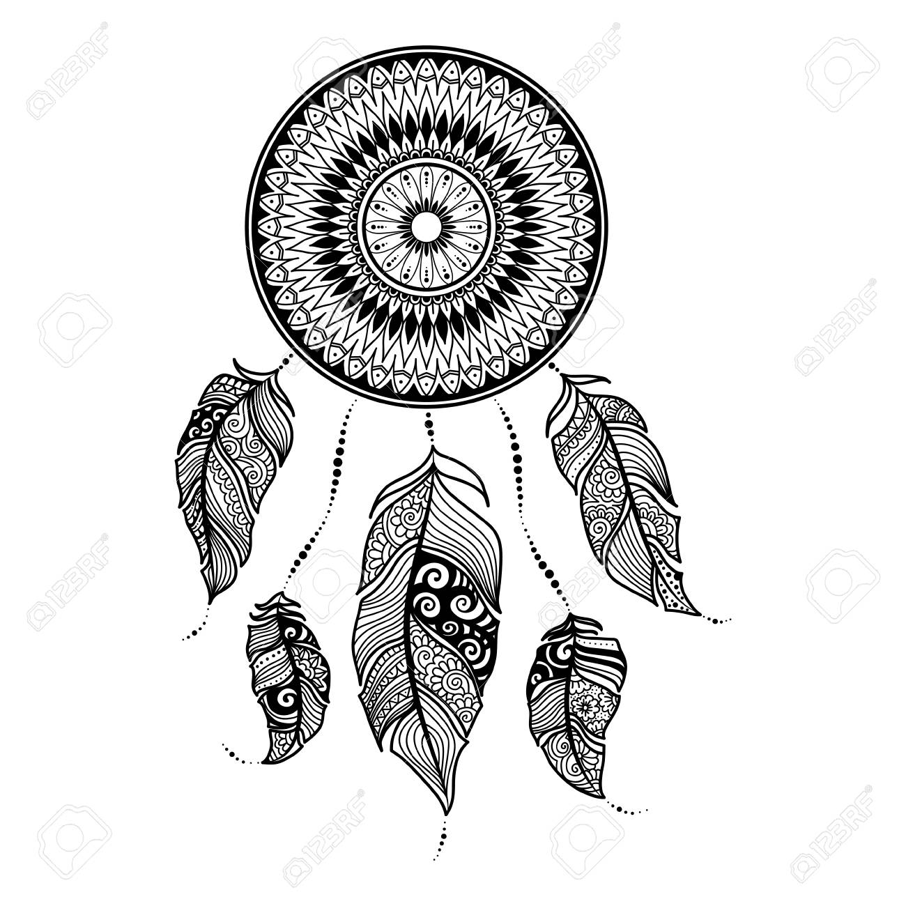 Hejoka Shop Atrapasueños De 11 Cm De Color Blanco Y Negro Amazones Ilustración De Tatuaje De Atrapasueños De Vector Sueño Negro Indio
