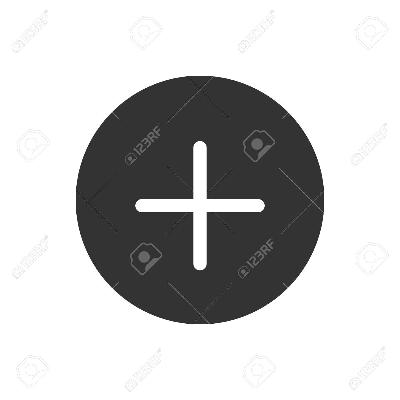 白い背景にプラスボタンアイコンベクトルイラストのイラスト素材 ベクタ Image