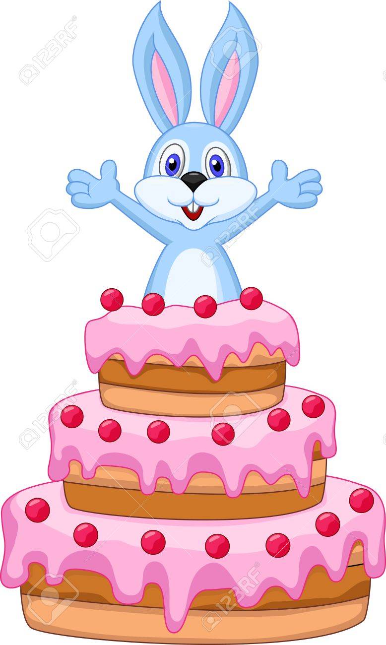 Lapin A L Interieur Du Gateau Carte D Anniversaire Clip Art Libres De Droits Vecteurs Et Illustration Image