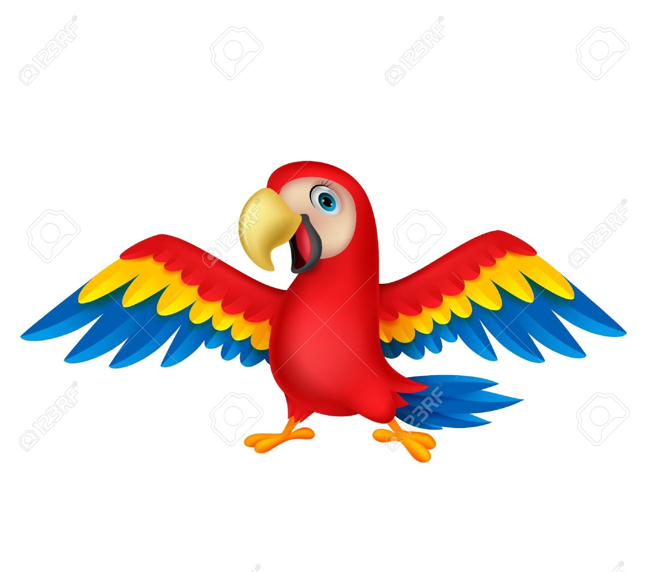 Cute Parrot Bird Cartoon Royalty Free SVG, Cliparts, Vectors, And ...