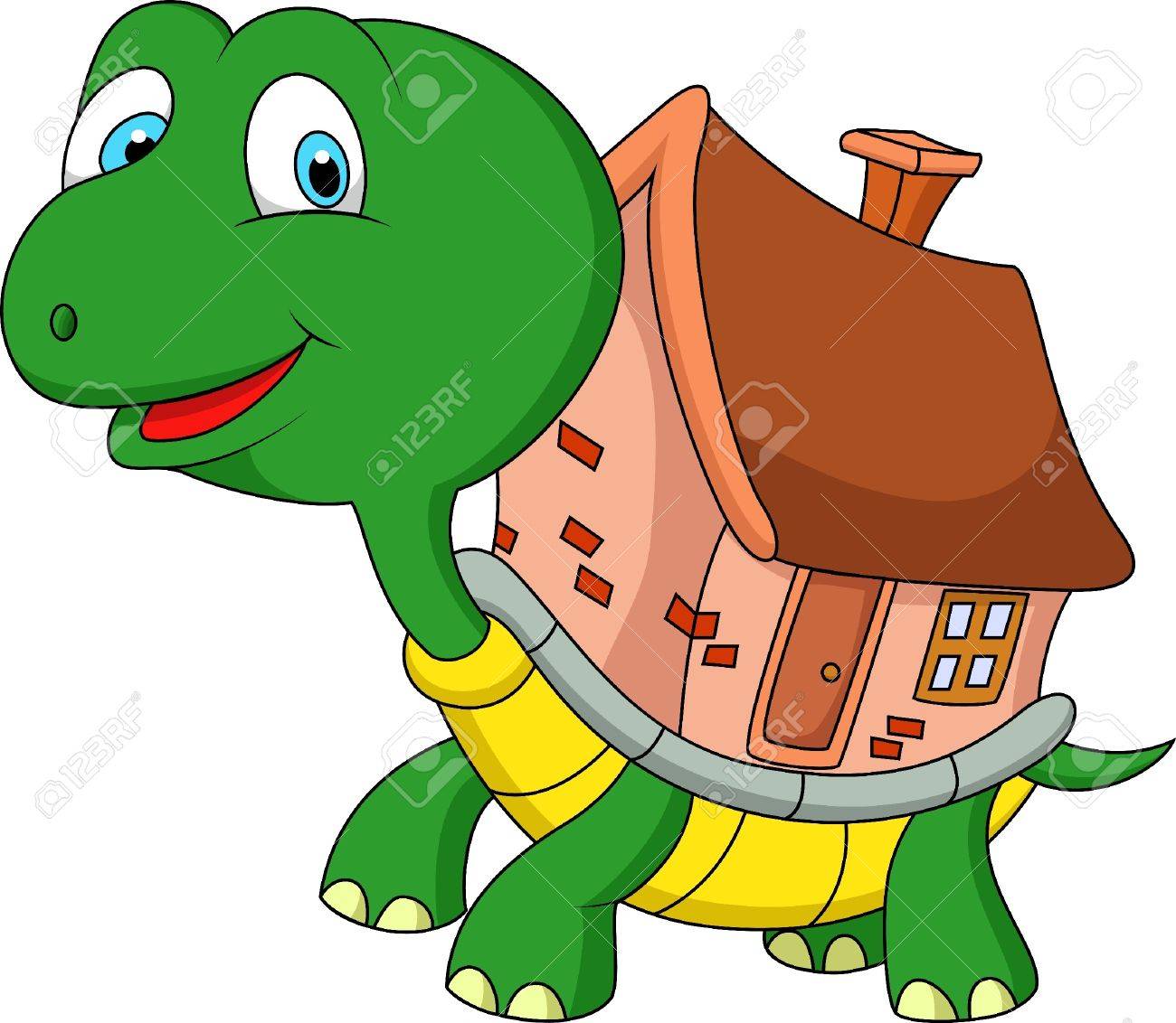 シェルの家とカメ漫画 のイラスト素材 ベクタ Image