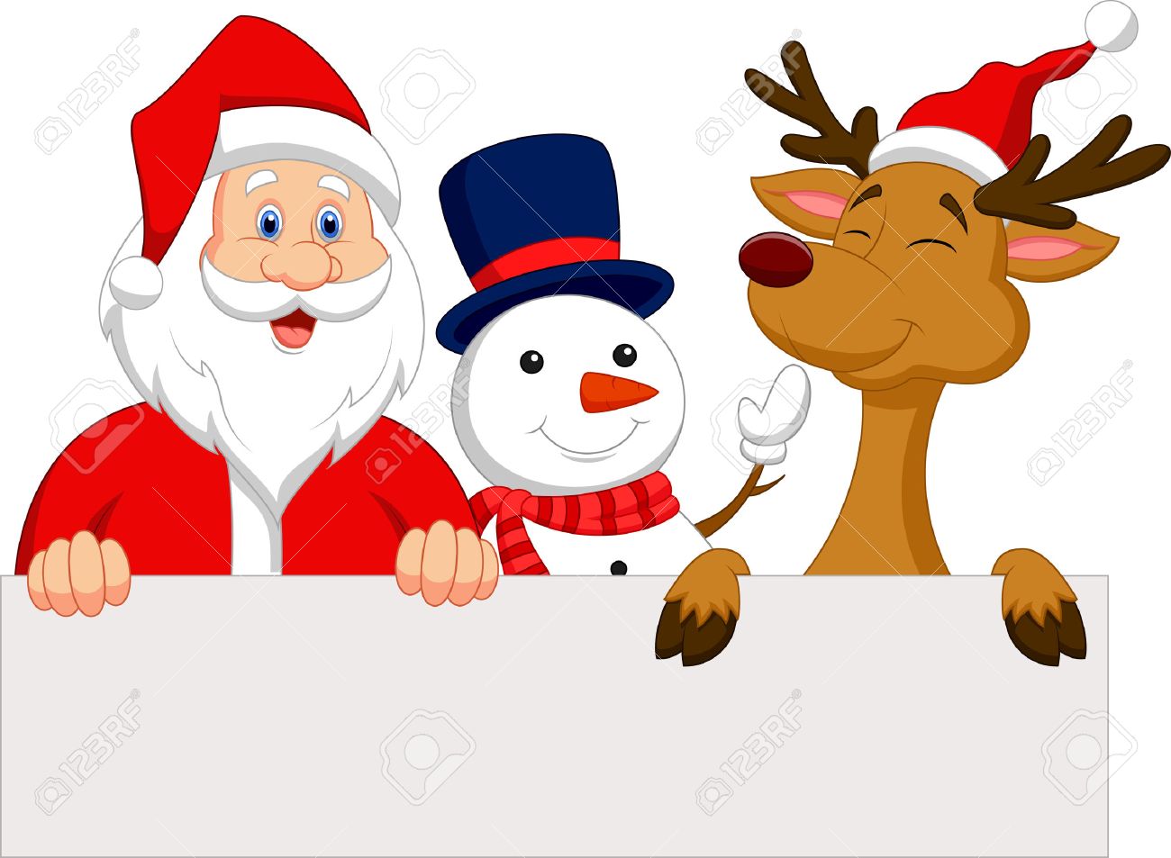Uncategorized Imagenes Santa Claus cartoon santa claus reindeer and snowman with blank sign royalty stock vector 22466888