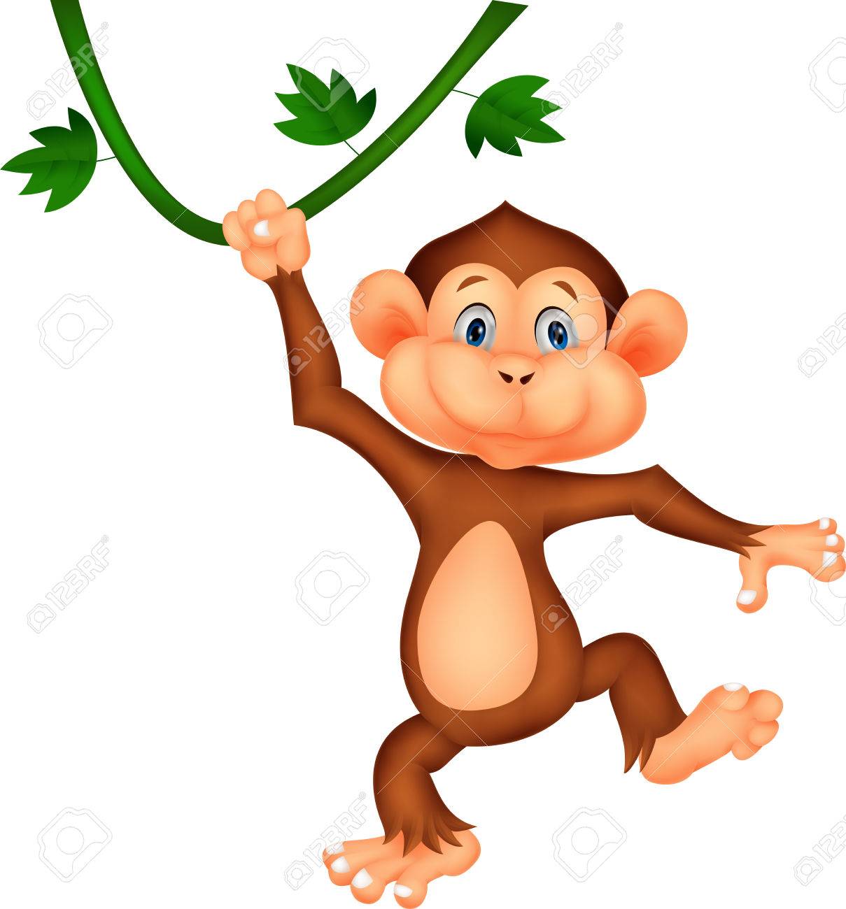 Cute Monkey Cartoon Hanging Royalty Free Svg Cliparts Vectors And Stock Illustration Image