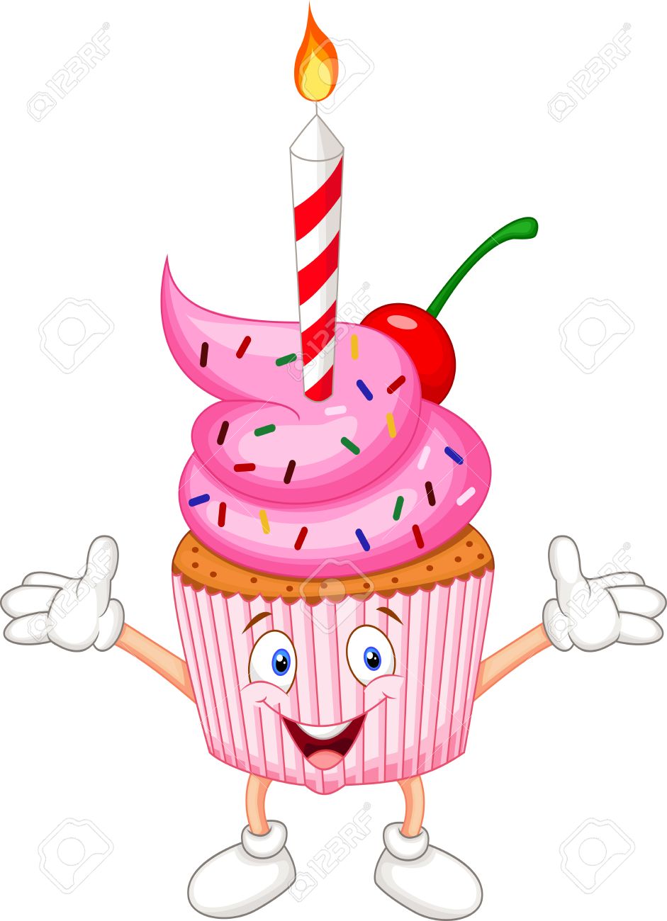 Cup Cake Cartoon With Candle Royalty Free Cliparts Vectors And Stock Illustration Image