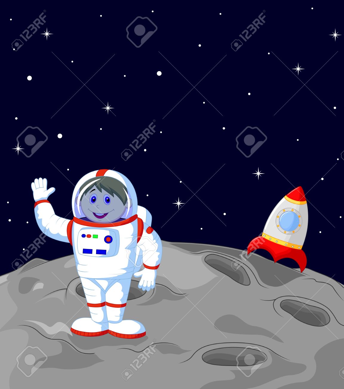 Astronaut Cartoon Landing On The Moon Royalty Free Cliparts ...