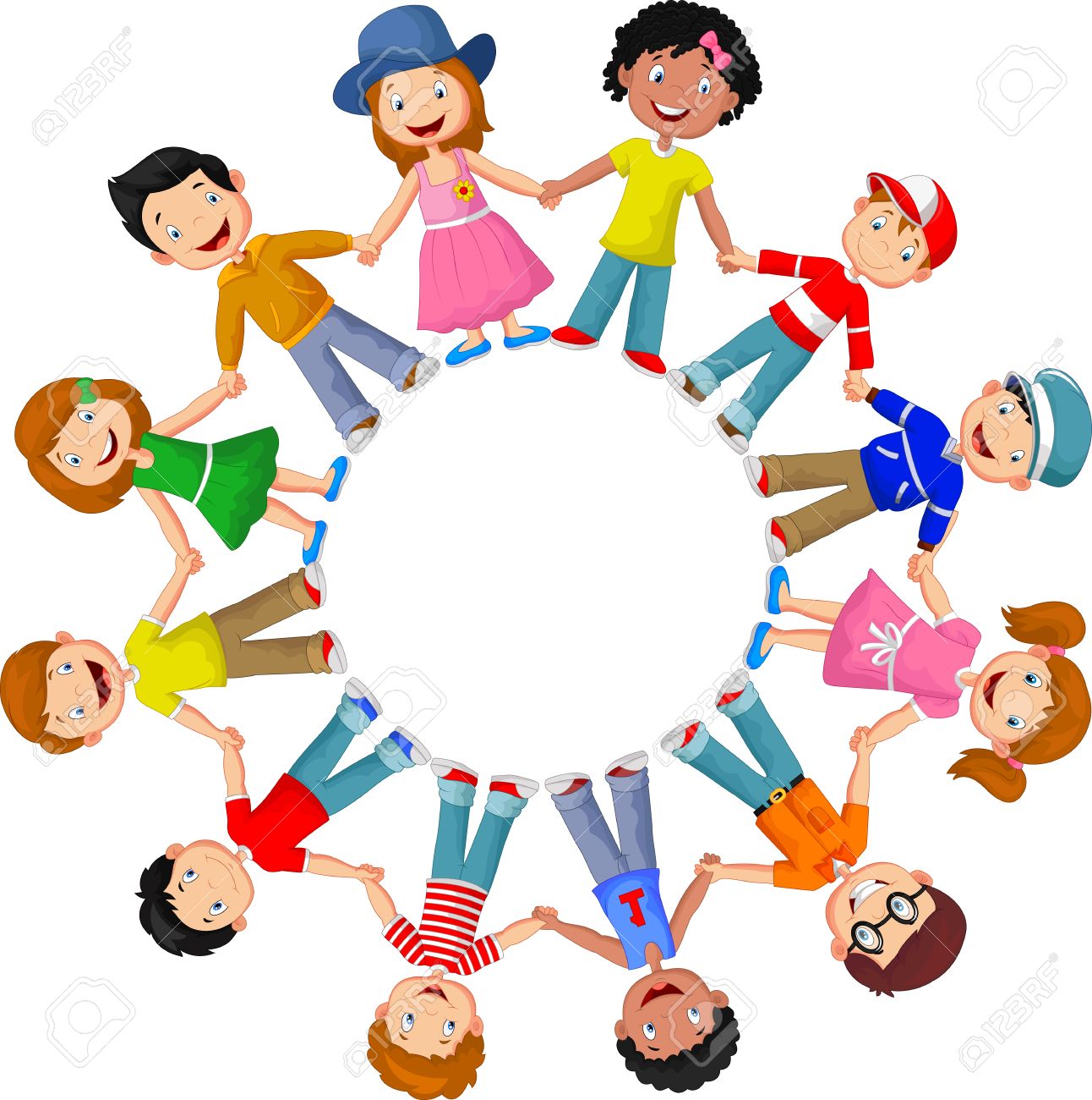 幸せな子供異なる人種のサークルのイラスト素材 ベクタ Image