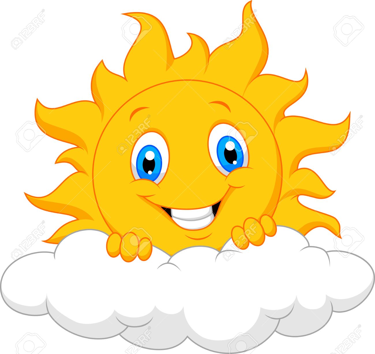 happy sun cartoon behind