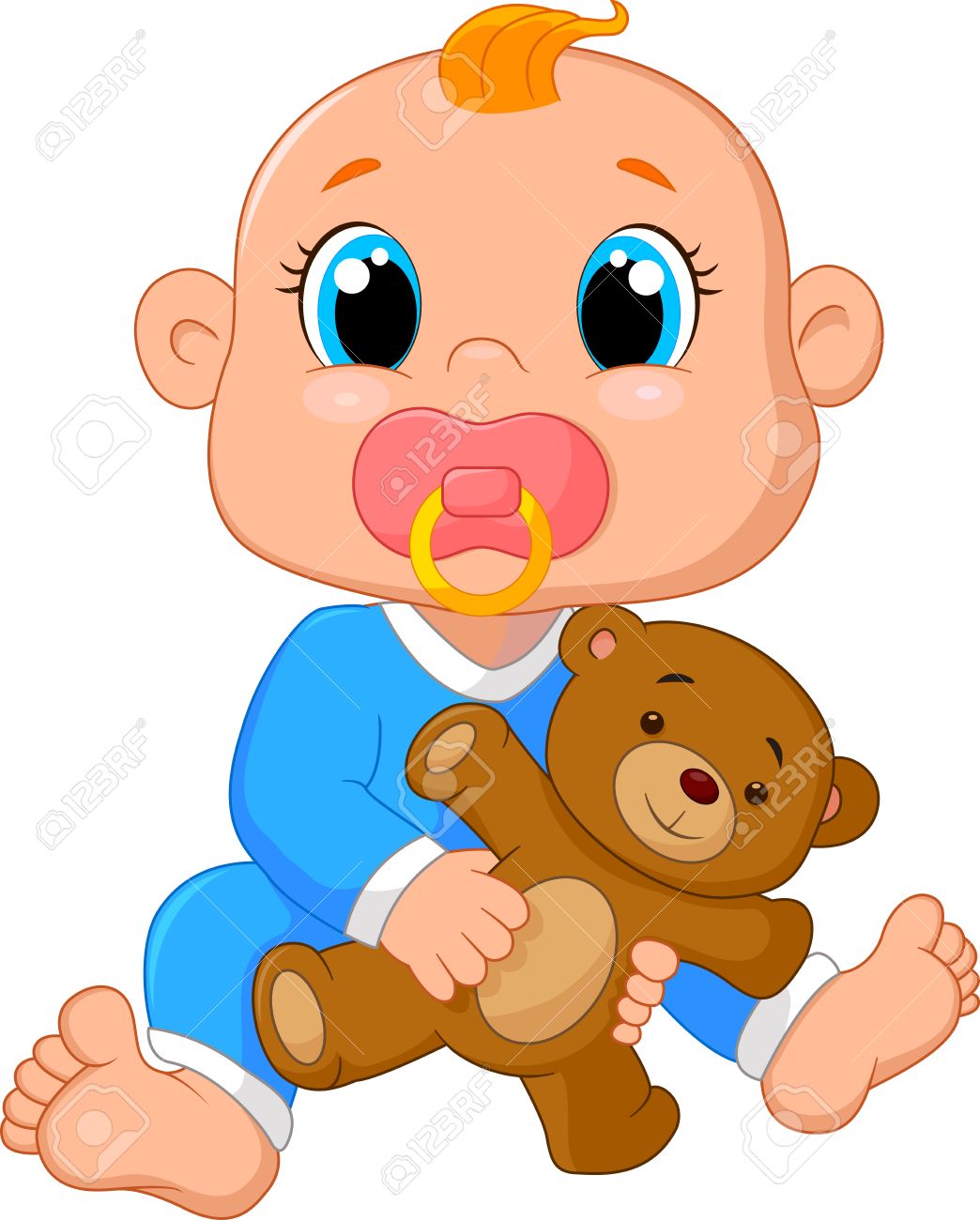 Baby Cartoon Holding A Teddy Bear Stock Vector Baby Cartoon Holding A Teddy Bear Stock Vector