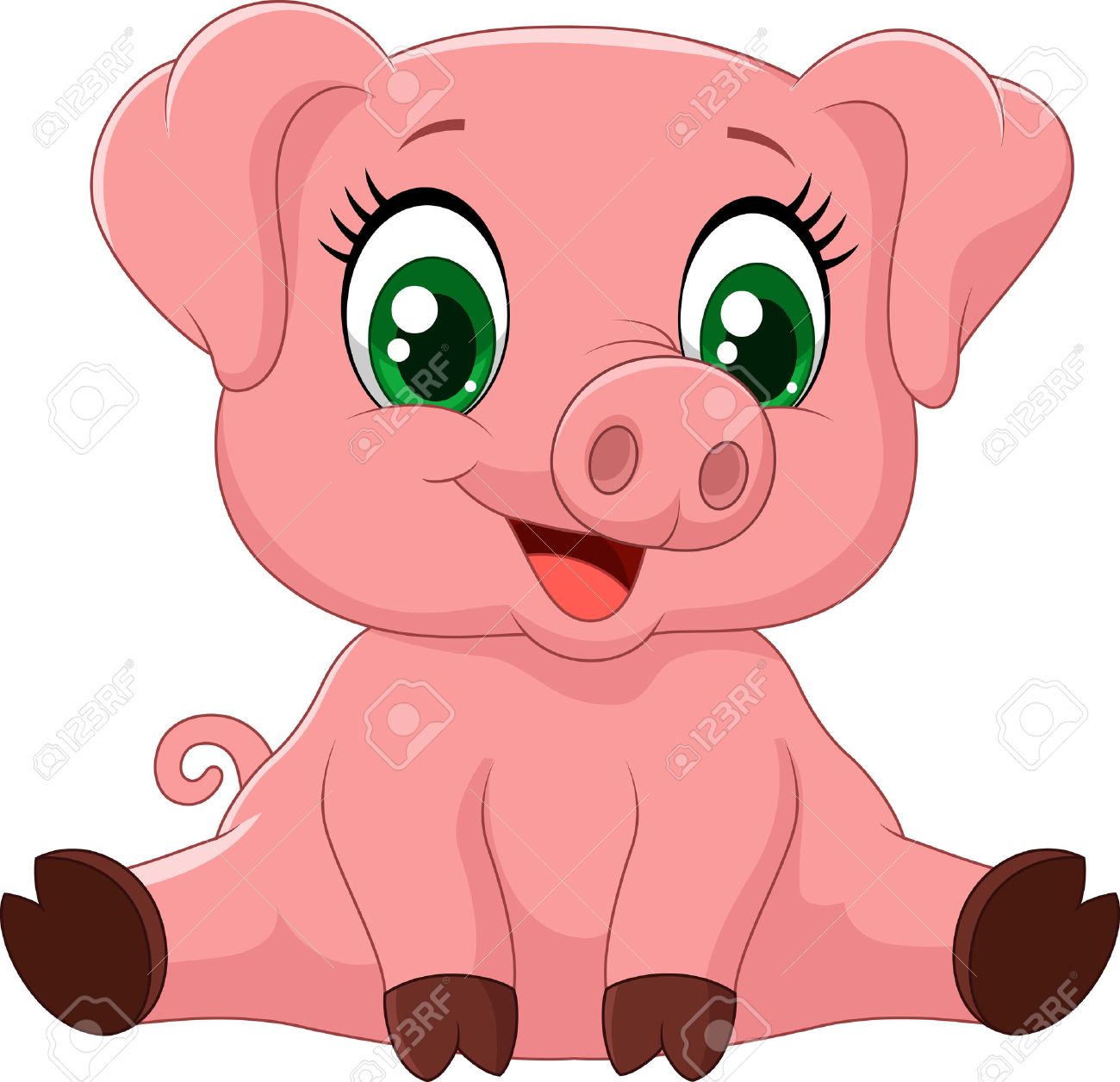 cartoon adorable baby pig
