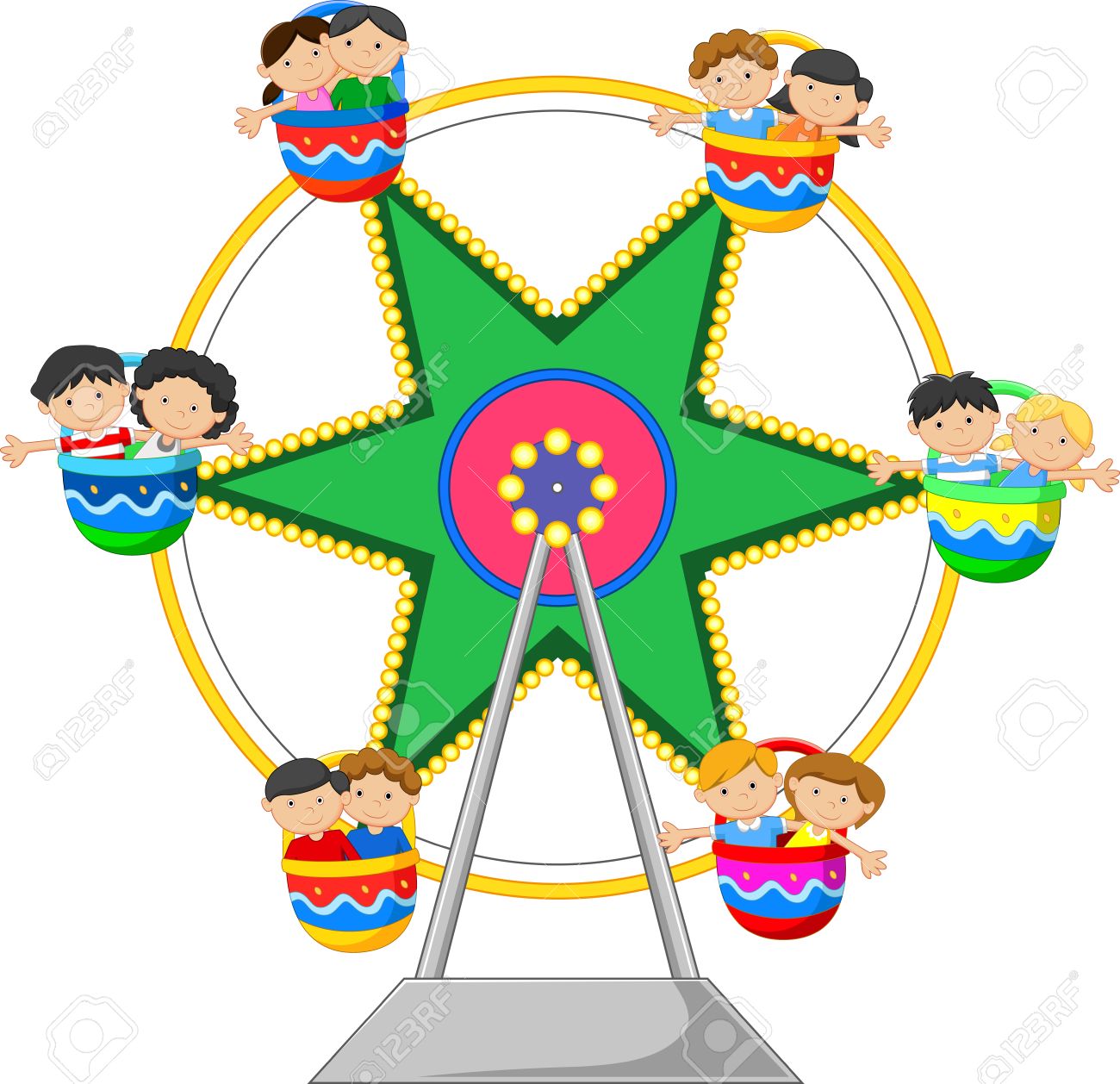 De Dibujos Animados Nino En La Rueda De La Fortuna Ilustraciones Vectoriales Clip Art Vectorizado Libre De Derechos Image 45091606