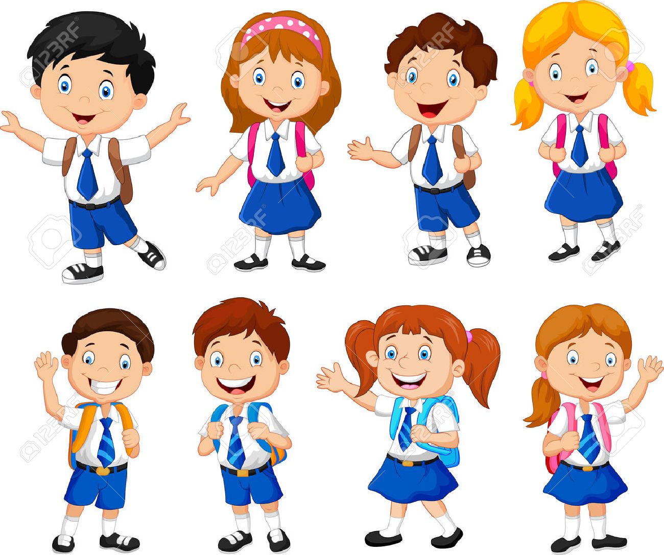 illustration of school children cartoon royalty free cliparts
