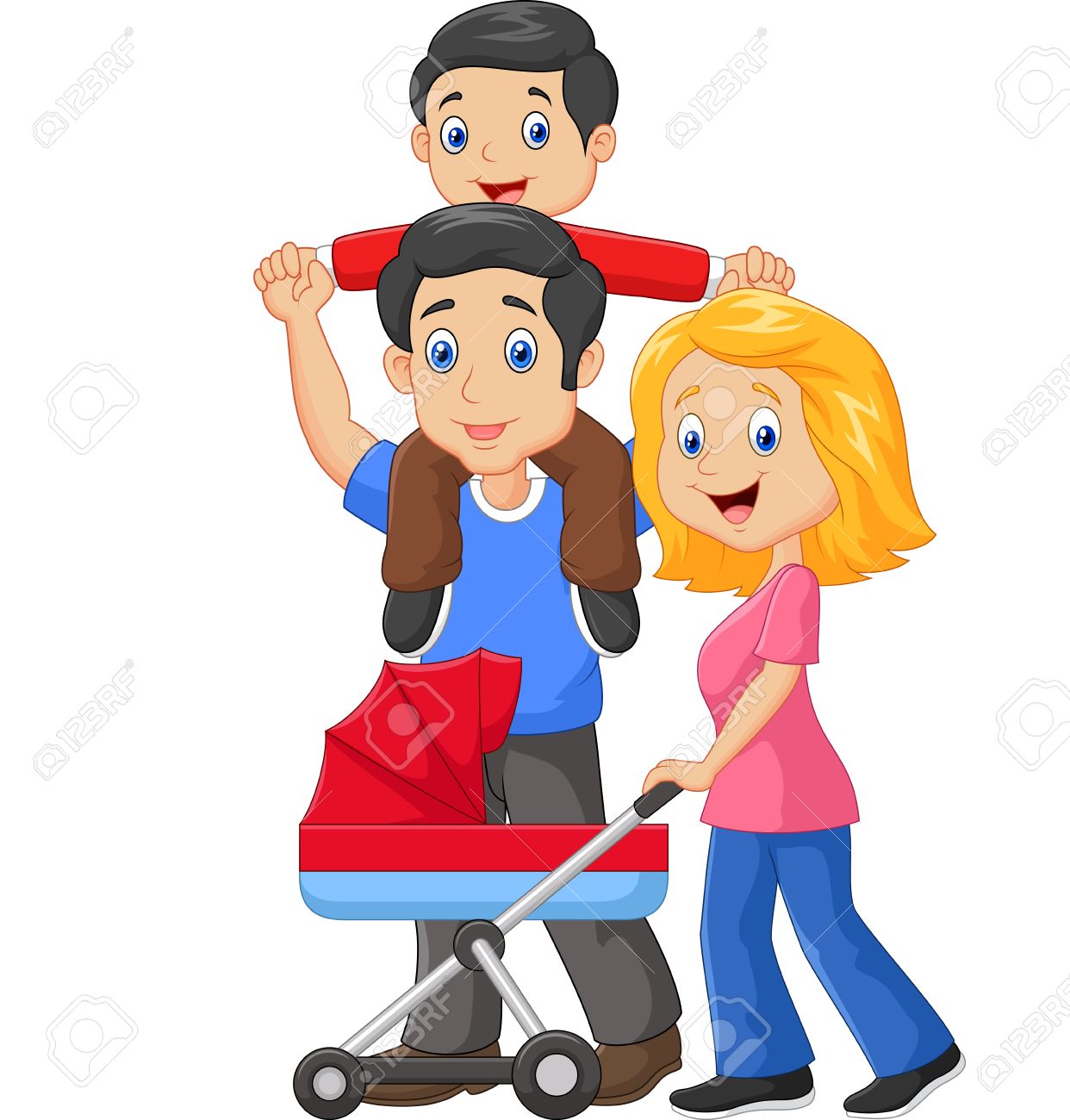 Padre con el bebé en cochecito. Padre joven empujando bebé en cochecito de niño con la botella de leche. Padre con el bebé en cochecito. Padre joven empujando bebé en cochecito de niño con la botella de leche.