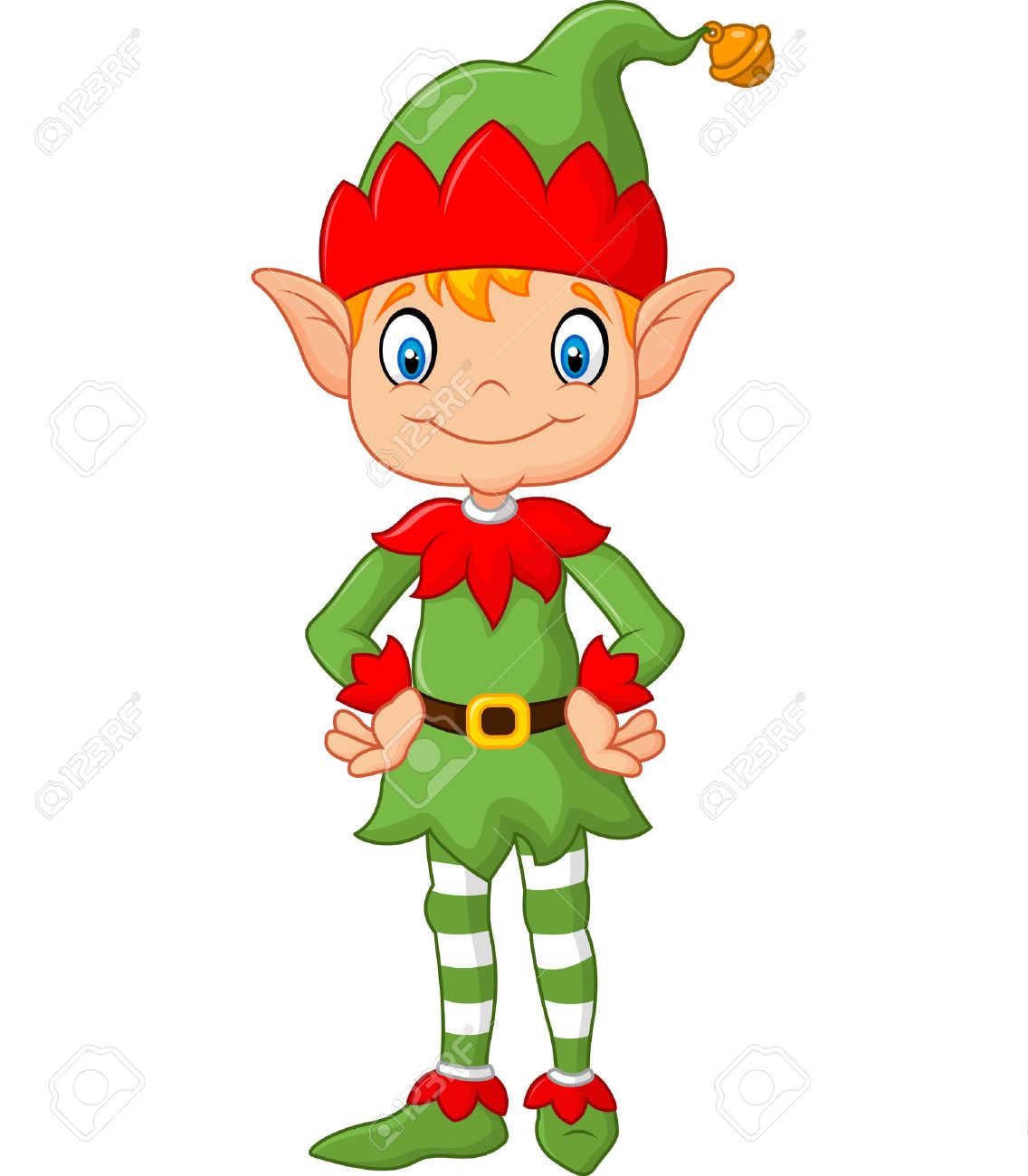 vector illustration of cartoon cute christmas elf posing royalty