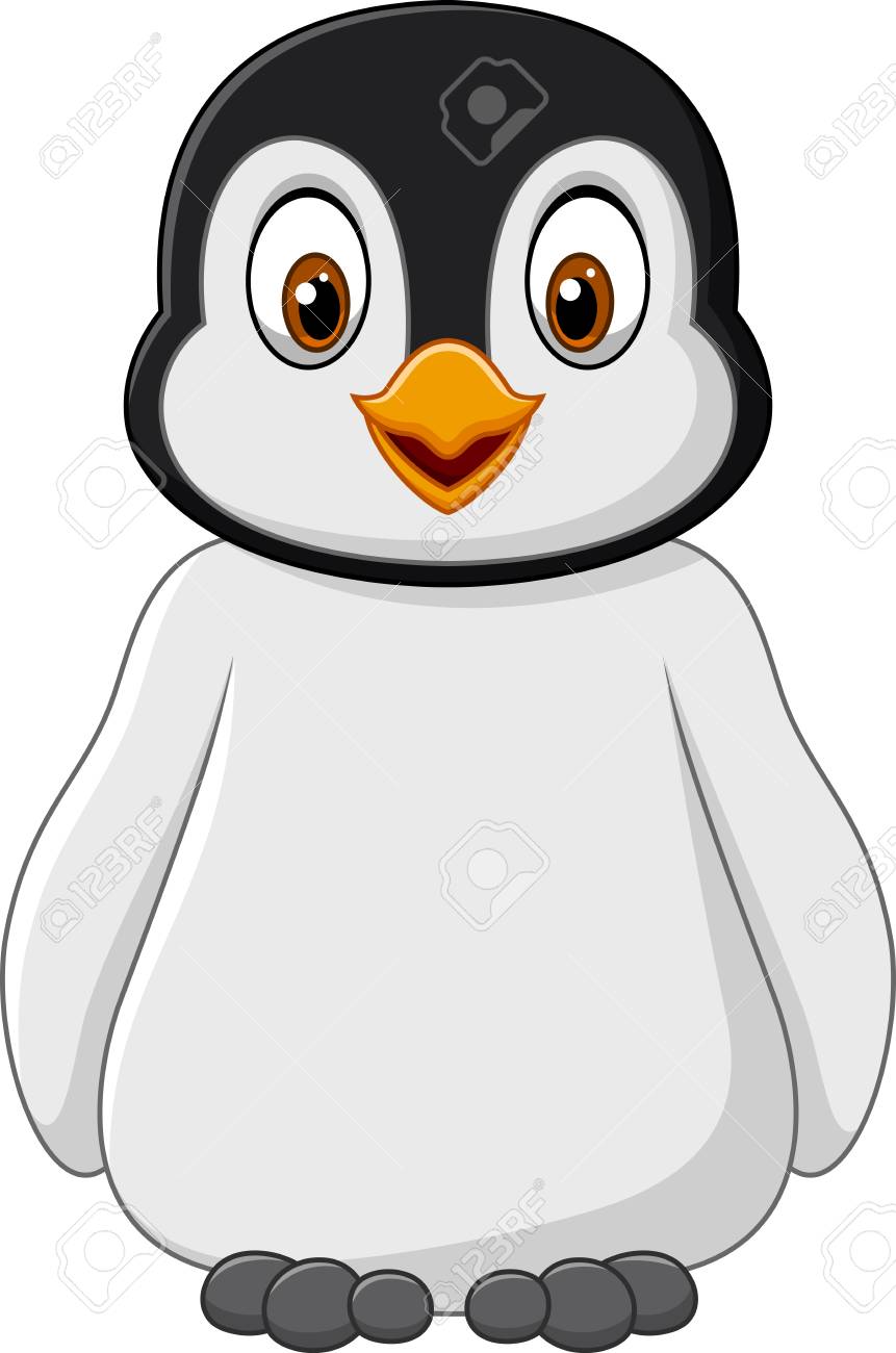 Vector Illustration Of Cute Baby Penguin Posing Isolated On White