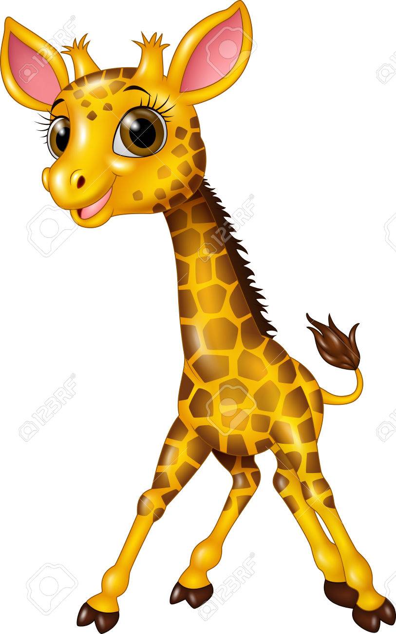 Vector Illustration De Bande Dessinee Bebe Girafe Isole Sur Fond Blanc Clip Art Libres De Droits Vecteurs Et Illustration Image