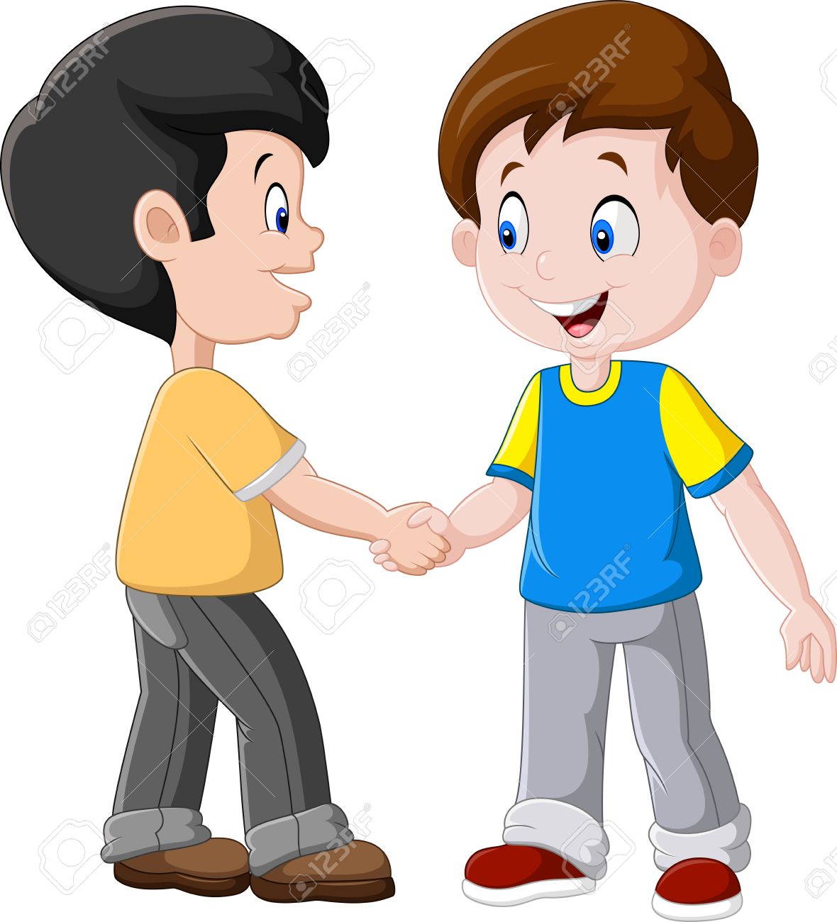 Illustration Der Kleine Jungen Hande Schutteln Lizenzfrei Nutzbare Vektorgrafiken Clip Arts Illustrationen Image 68127888