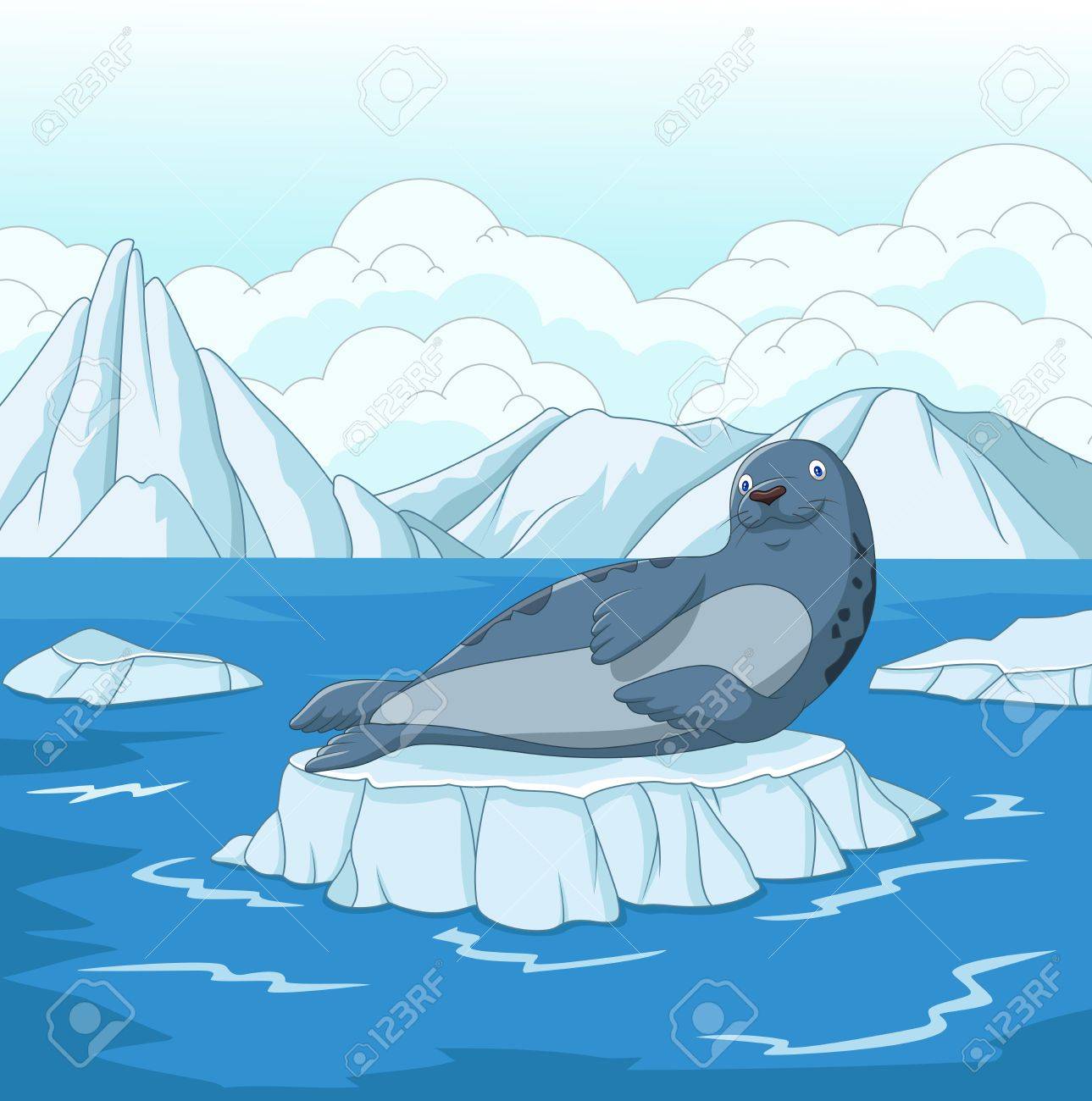 流氷に漫画シールのベクトル イラスト のイラスト素材 ベクタ Image