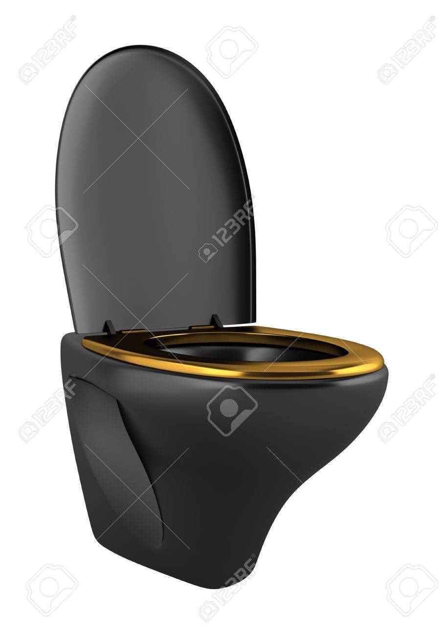 Black Toilet Bowl Isolated On White 