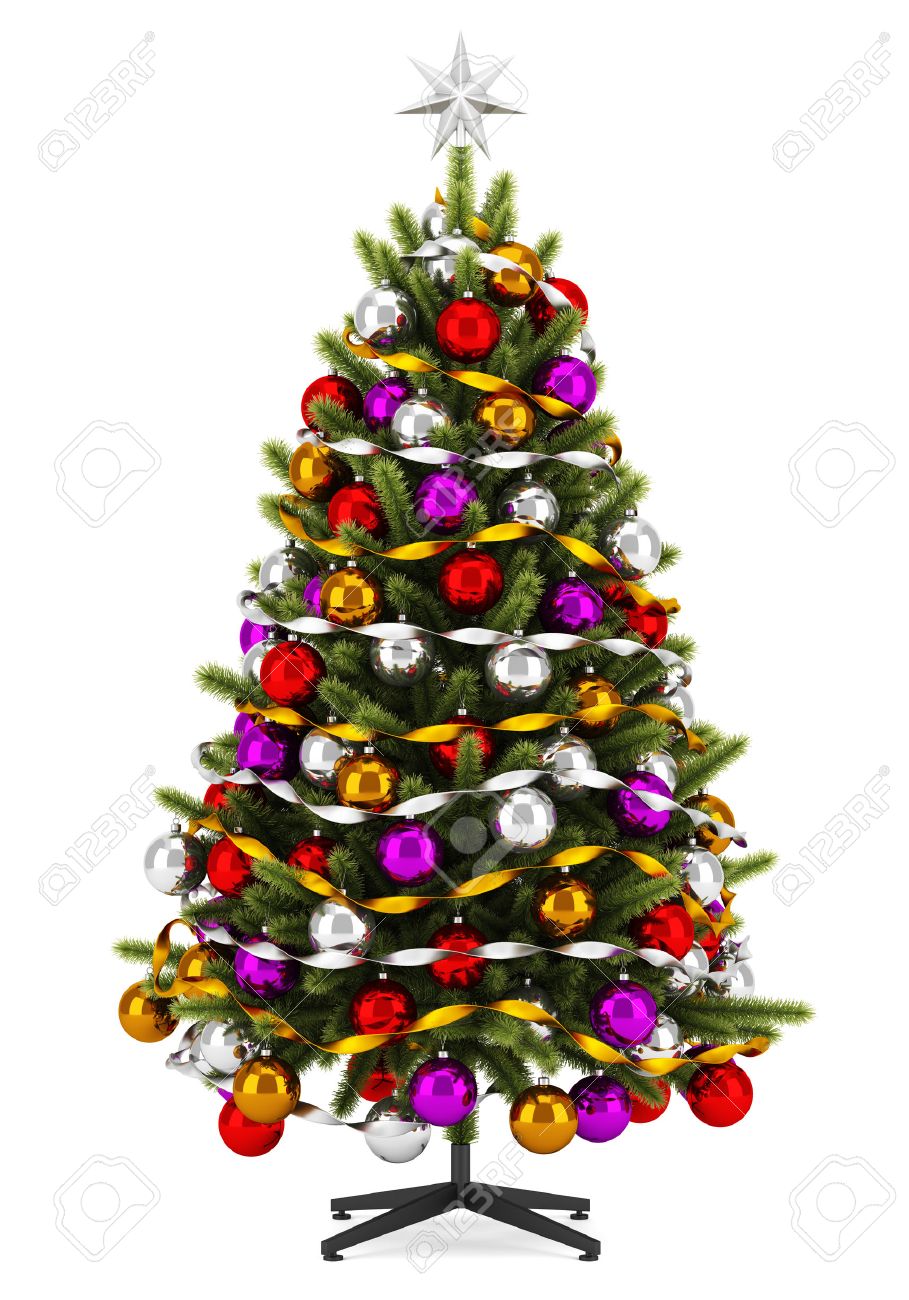 Decorado Arbol De Navidad Aislado Sobre Fondo Blanco Fotos Retratos Imagenes Y Fotografia De Archivo Libres De Derecho Image 24379848