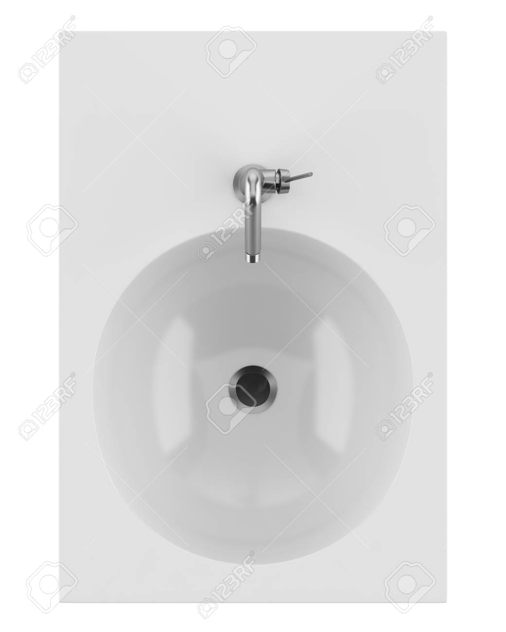 Top View Of Ceramic Bidet Isolated On White Background Stock Photo